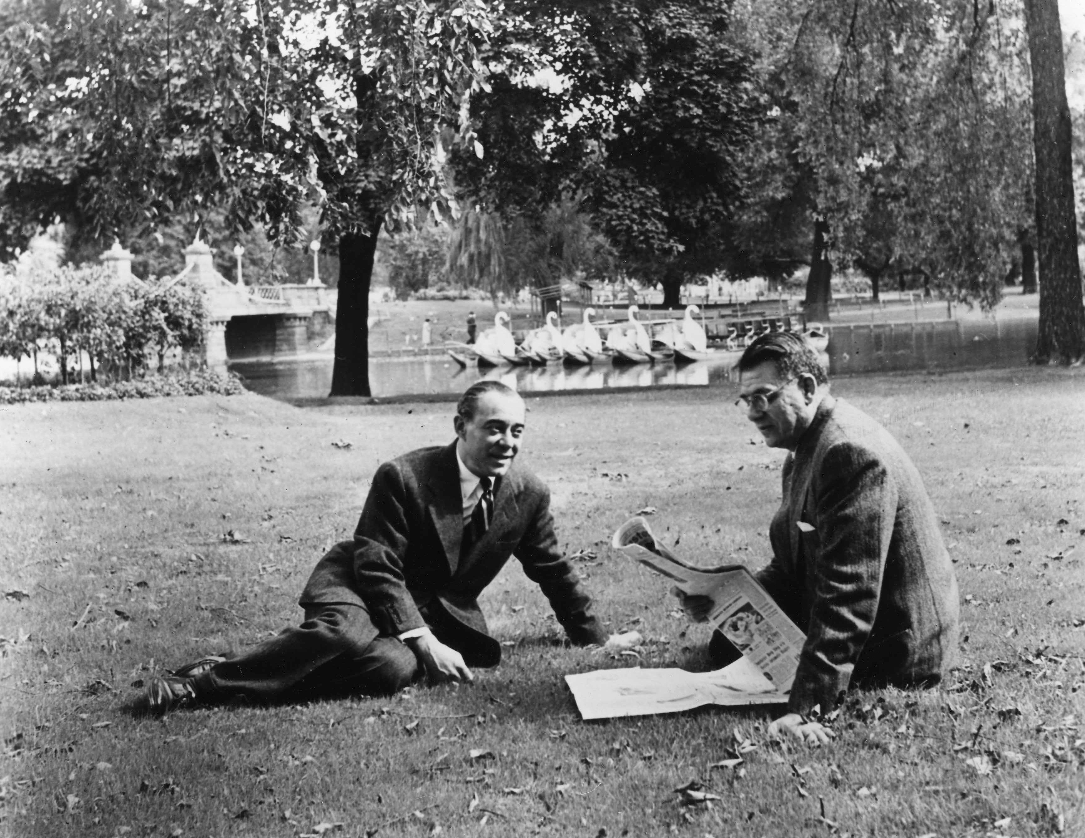 Richard Rodgers and Oscar Hammerstein II in Boston during the pre-Broadway tryout for “Allegro” in 1947.