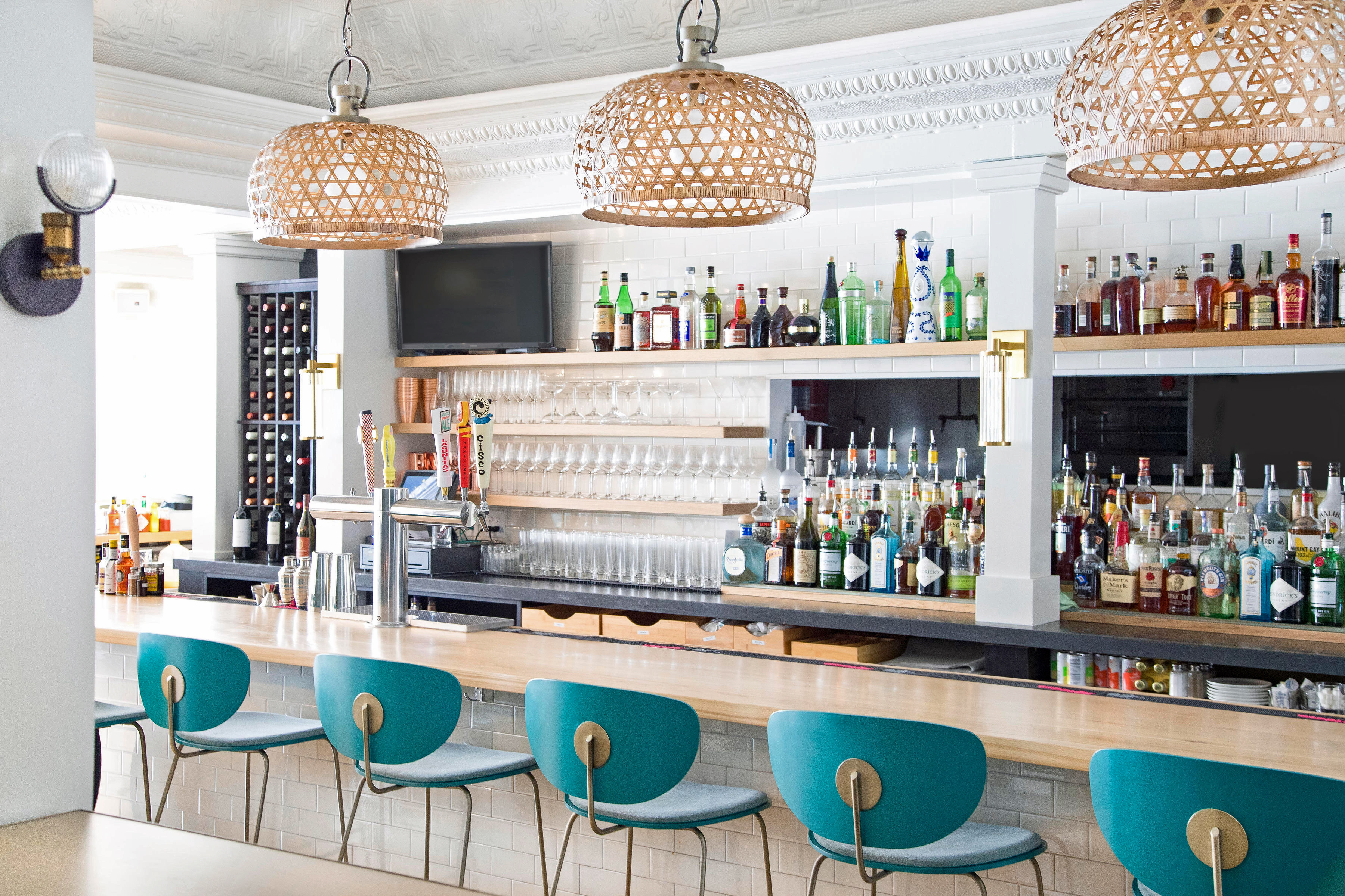 A newcomer to the local dining scene, or The Whale features a daily brunch amid a dining room designed by Marla Mullen Sanford of Marla Mullen Designs.