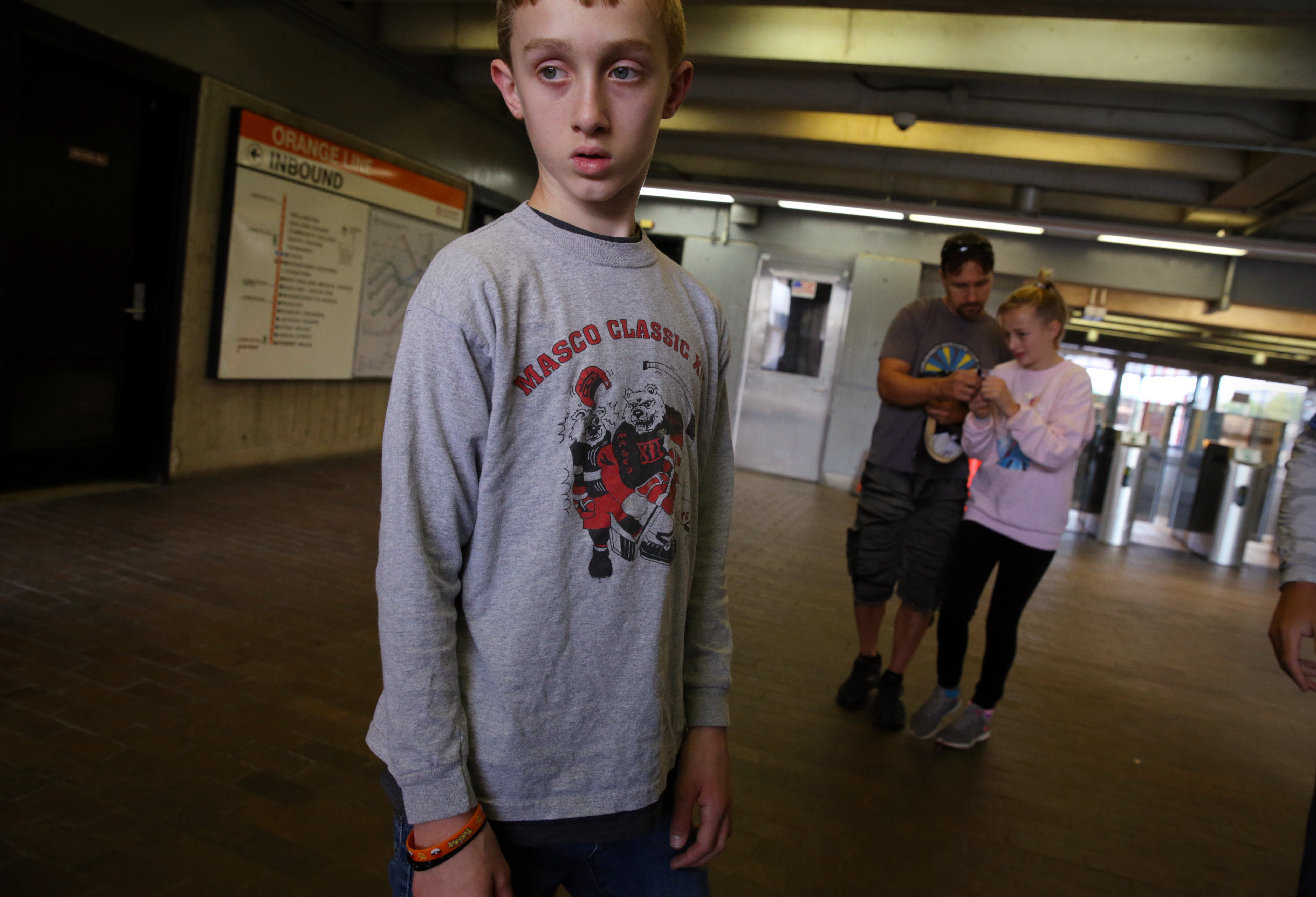 Connor waited for his father, Billy Biscan, and his sister at the Wellington train station in Medford. The family traveled to Boston Common for the Autism Speaks Walk, a fund-raising event. When Connor was first diagnosed with the condition, his father didn’t believe it – or didn’t want to. “I thought he was a little different. Then school was a disaster for Connor,’’ Billy said. He said Connor is not what people typically think of when they think of autism; he makes eye contact, he carries a conversation, and he is coordinated. “He’s in a good stretch right now. I tell him if you want to come home you have to be safe at school and you have to be safe at home,” he said.