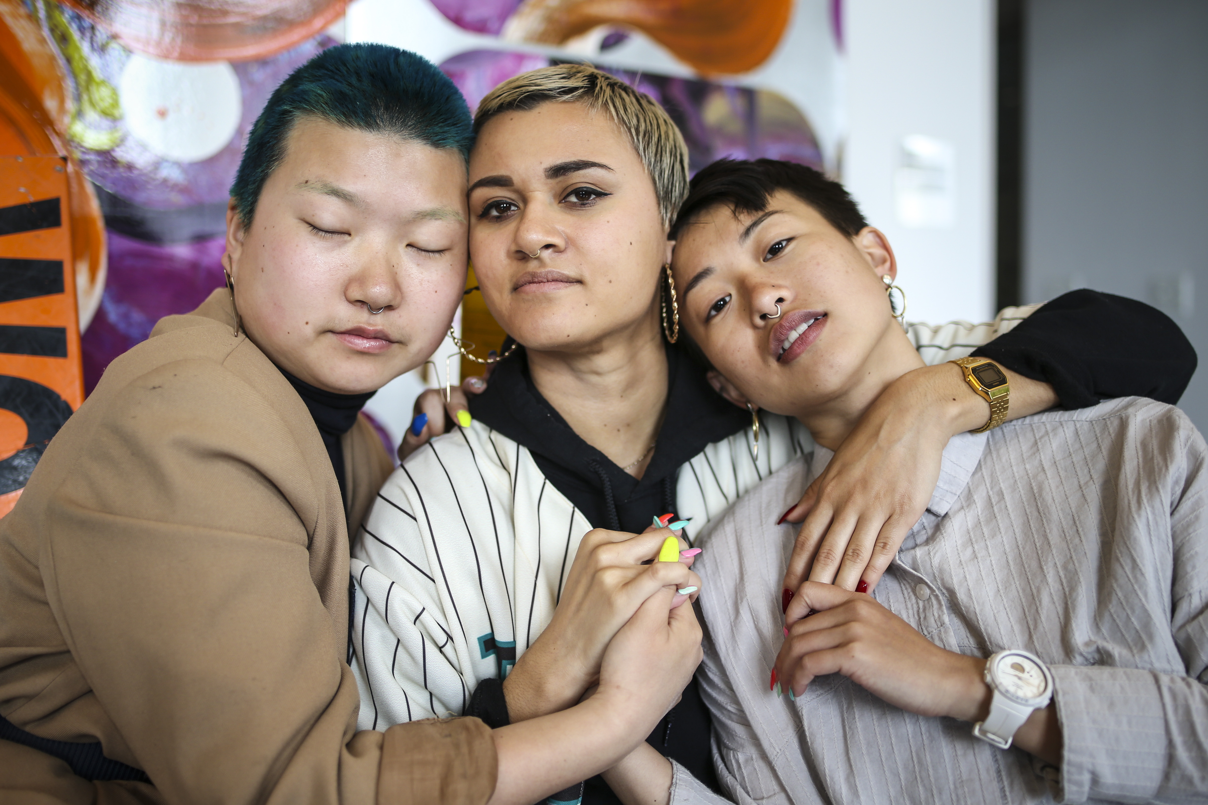 Dahn Bi Lee-Hong, Katytarika Bartel, and Lucky Li of Angry Asian Girls.