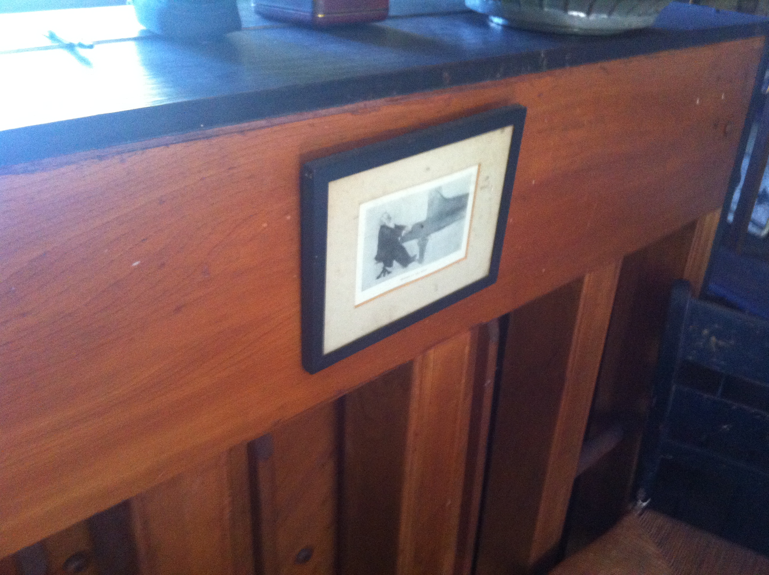 A portrait of Brahms that Ives had affixed to the back of the upright piano in his West Redding, Conn., home.