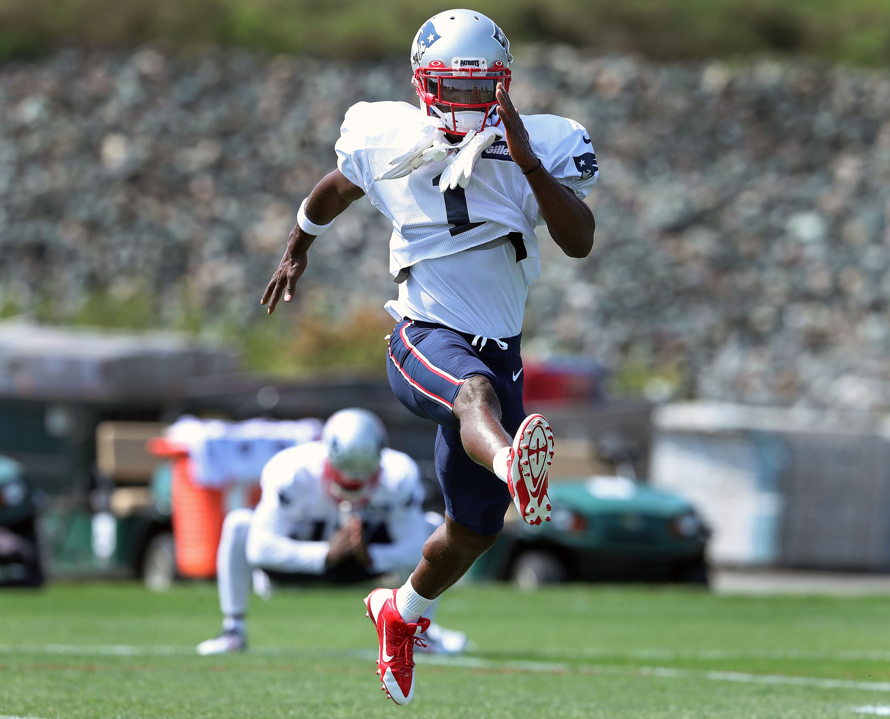 Antonio Brown, seen at Patriots practice Wednesday, will “cooperate with the Patriots, with the NFL, with any investigation,” his agent, Drew Rosenhaus said.