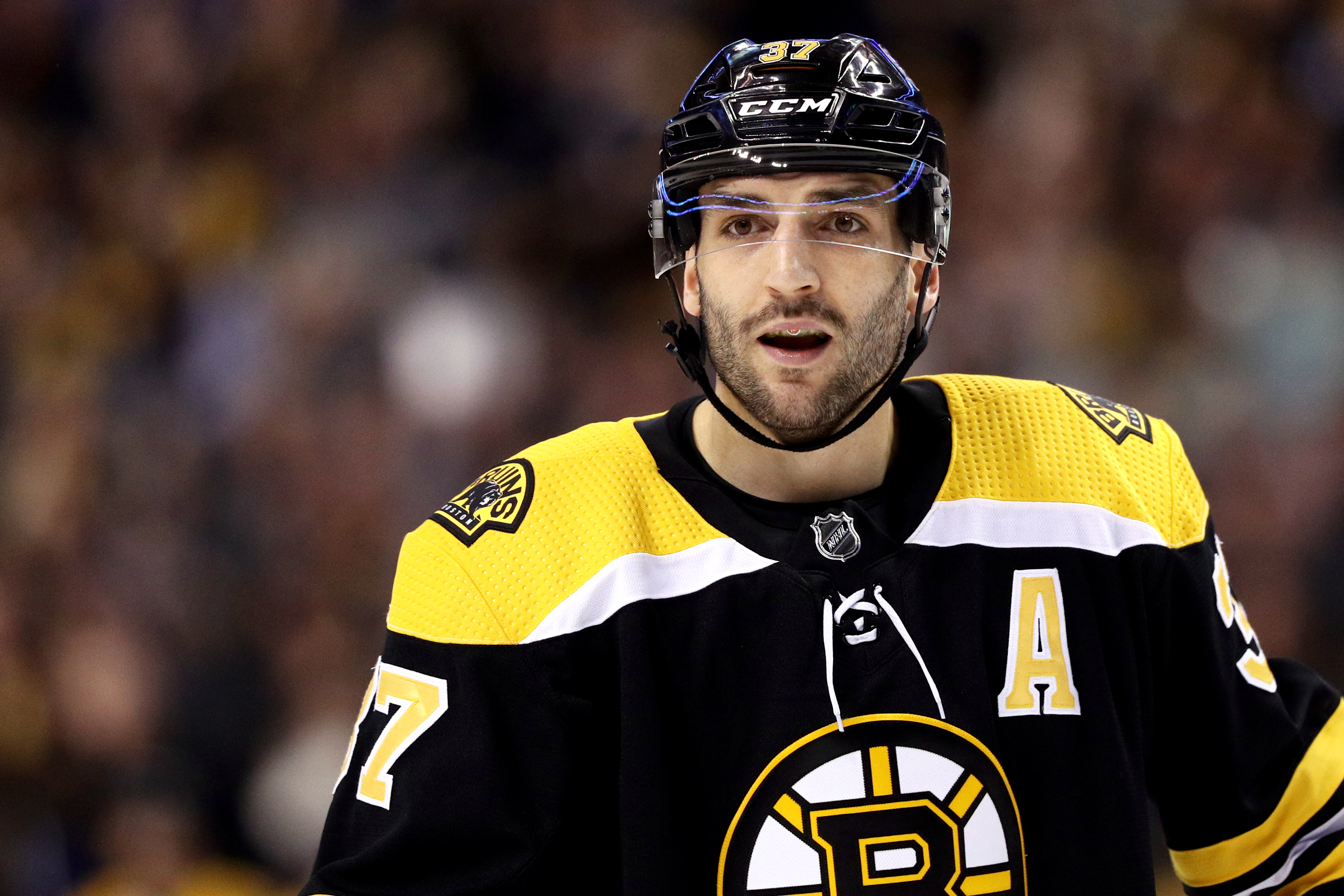 Patrice Bergeron has been booted from the face-off circle more often than he’d like in the first round.