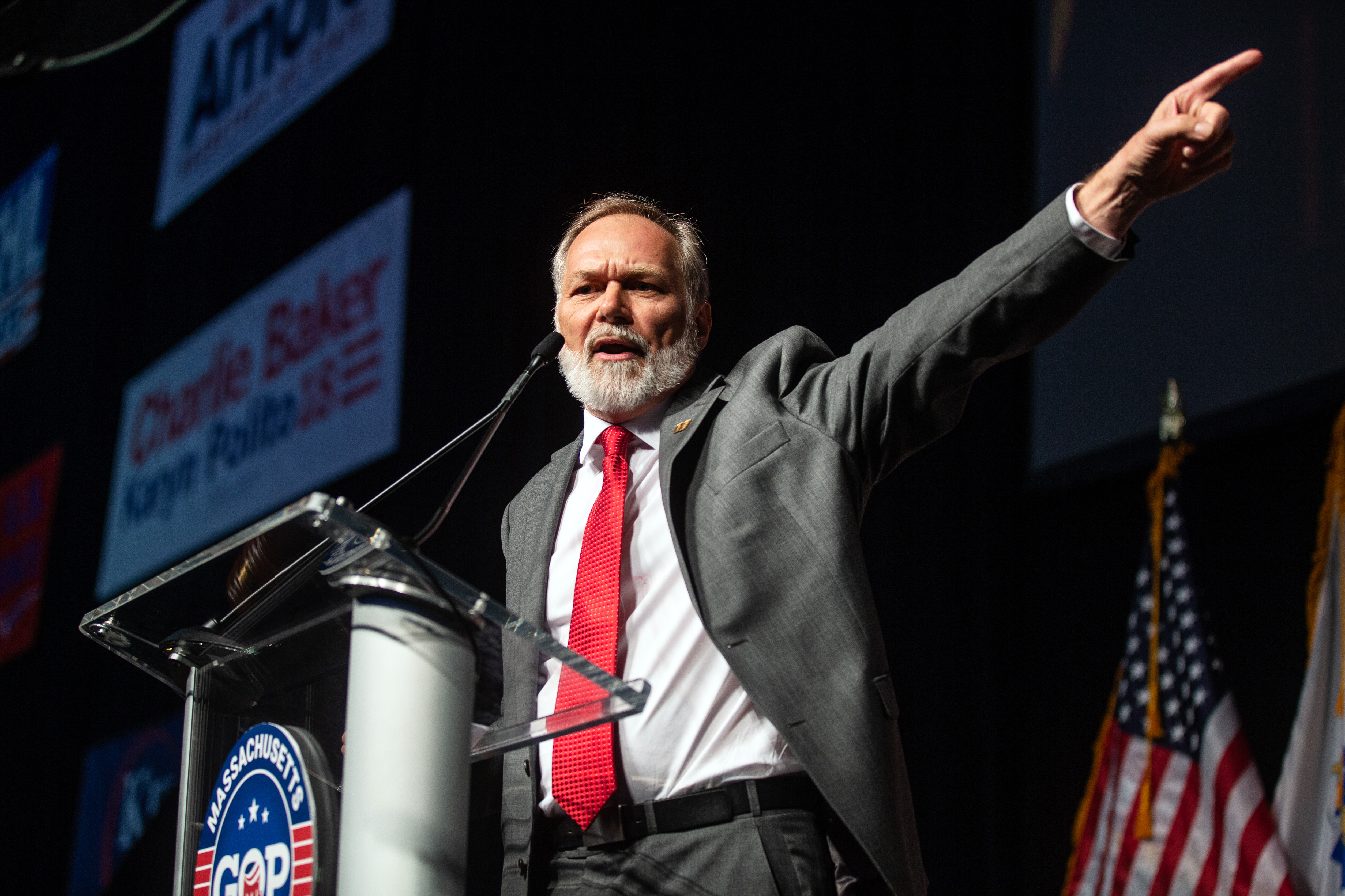 Scott Lively, a Republican candidate for governor, spoke during the state party’s convention Saturday.