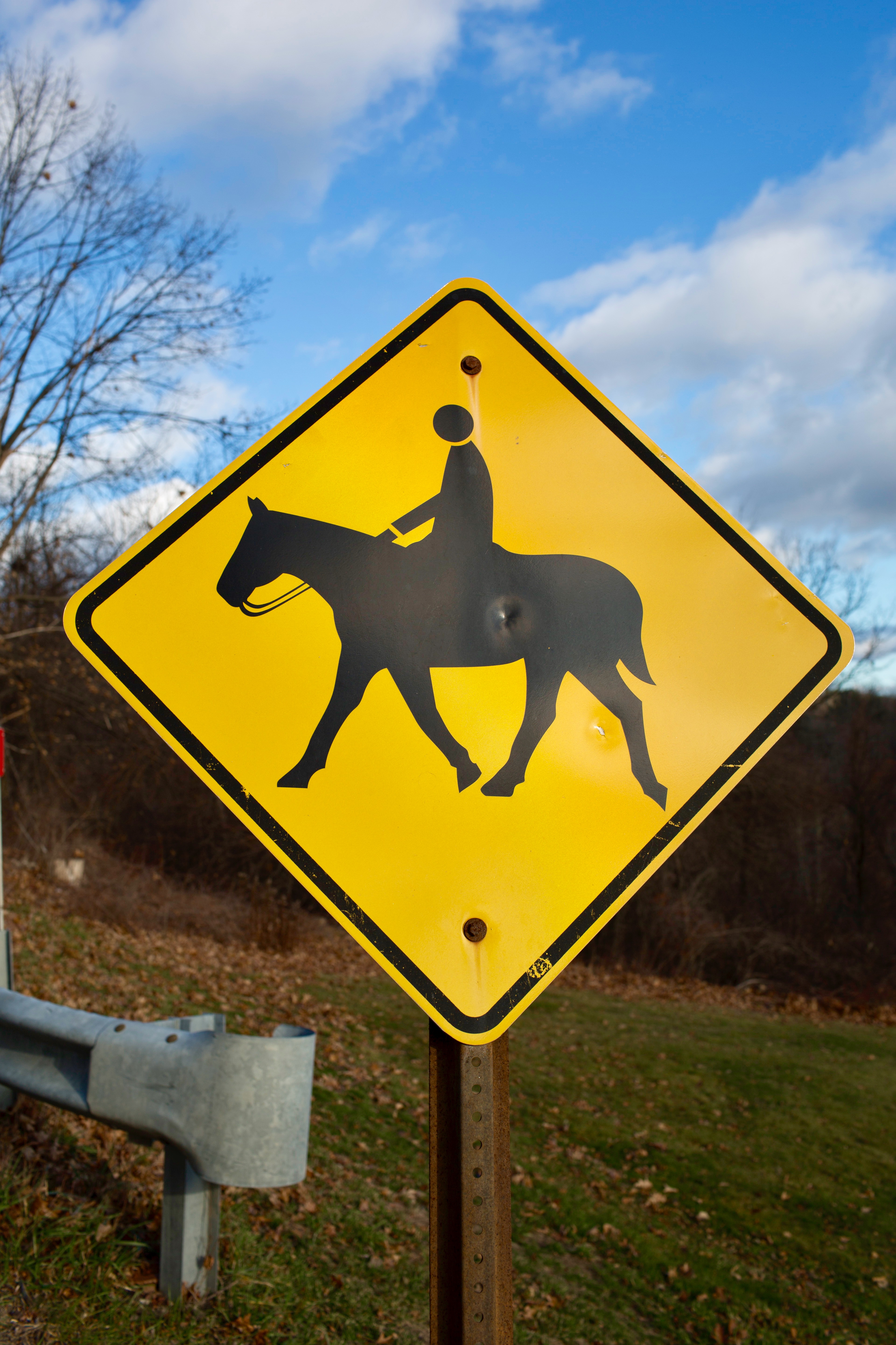 A sign in Groton, which is home to equestrian enthusiasts.