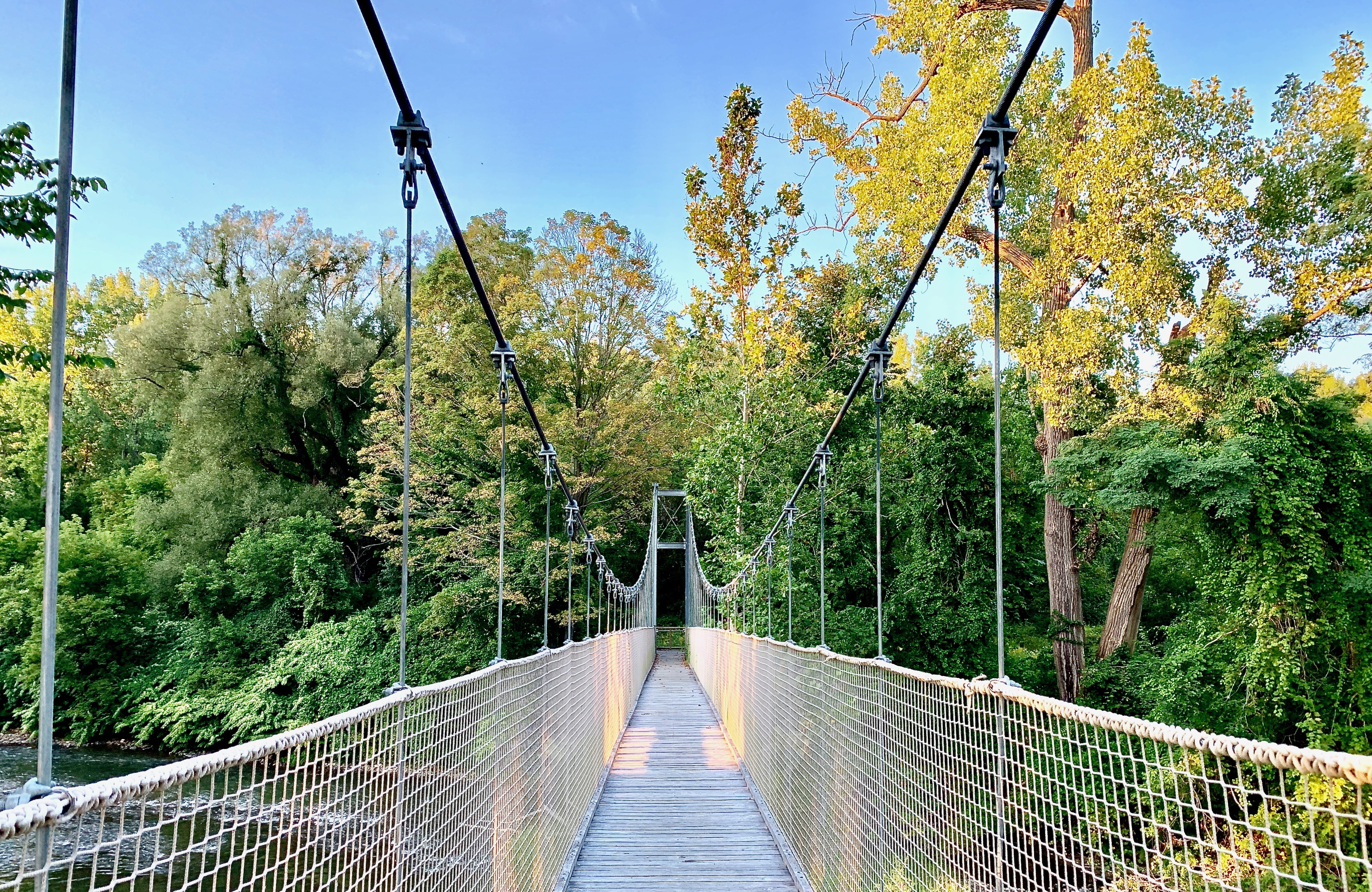 The foot bridge over the Hoosic River behind Tourists in North Adams.