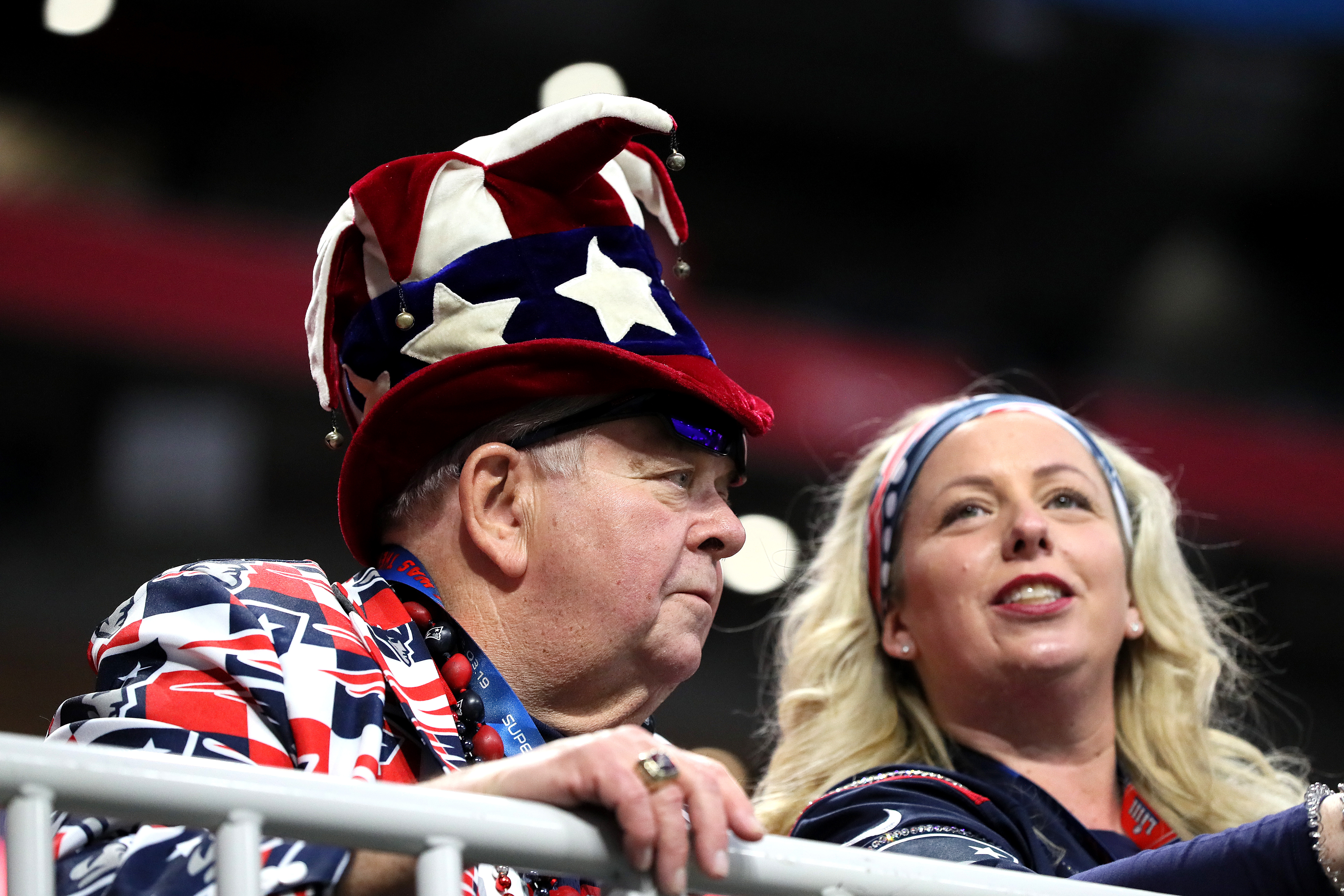 Patriots fans arrived early at Mercedes-Benz Stadium.