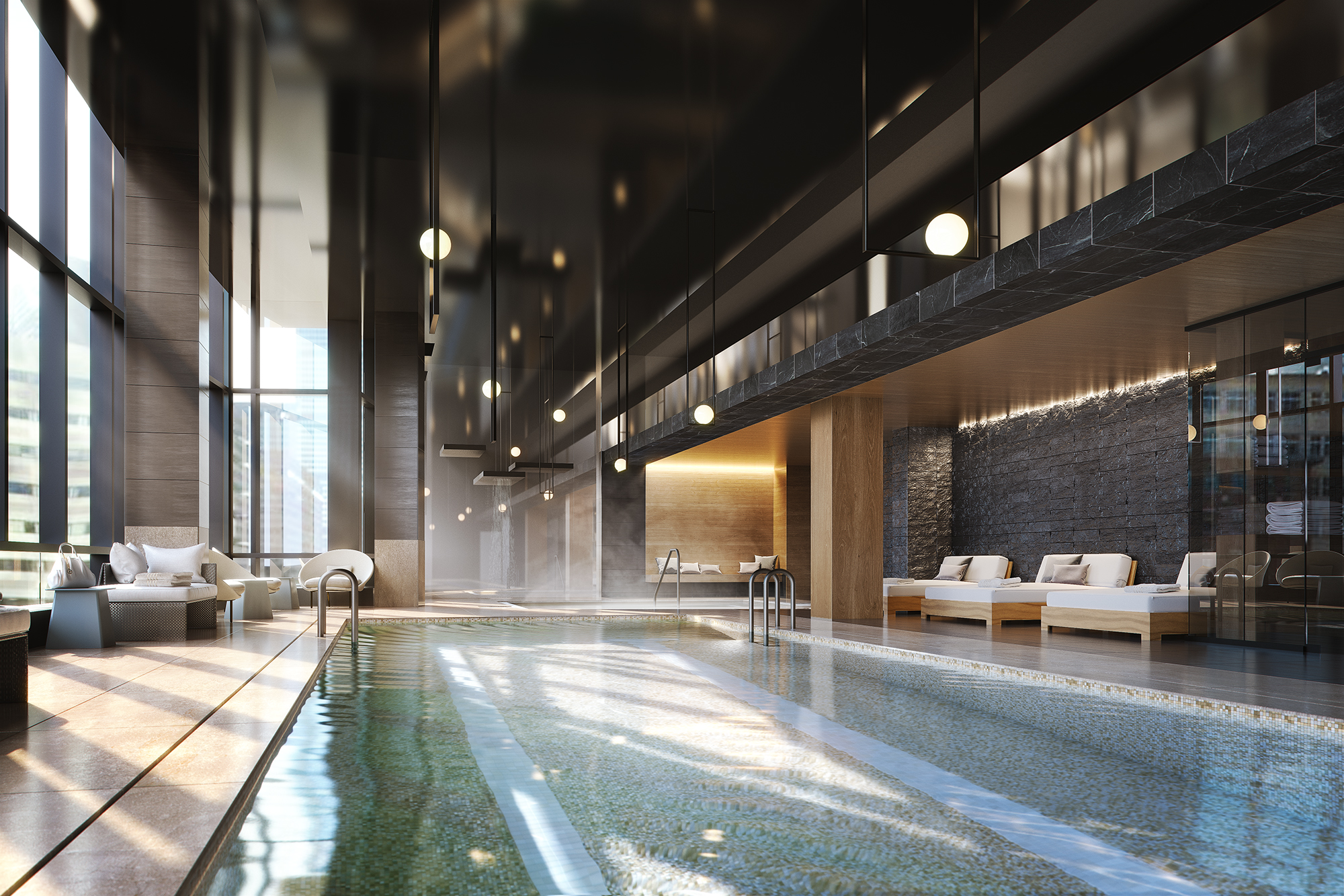 The Raffles hotel, which will be located at the corner of Stuart Street and Trinity Place, will house 147 guest rooms, 146 residences, an indoor pool, and a rooftop terrace and lounge.