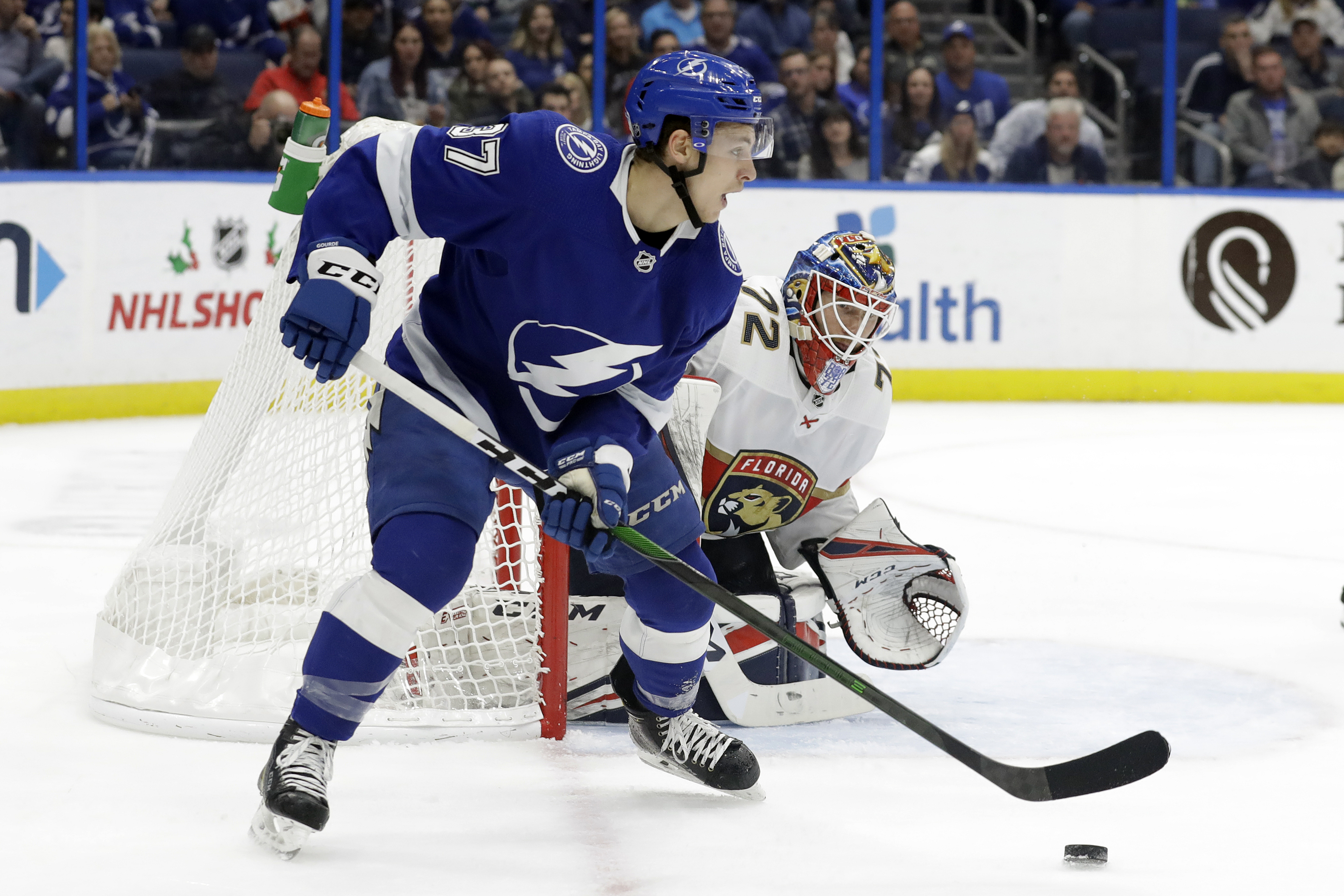 Yanni Gourde and the Lightning are in sixth place in the Atlantic Division, but are just 6 points out of second place.