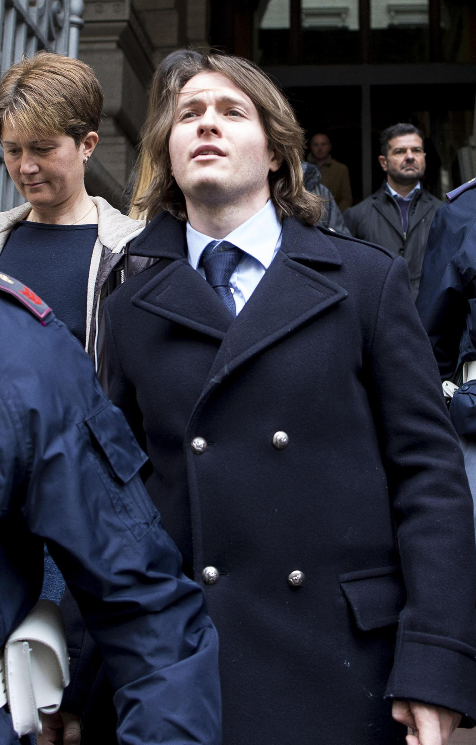 Raffaele Sollecito left Italy's highest court building in Rome on Friday.