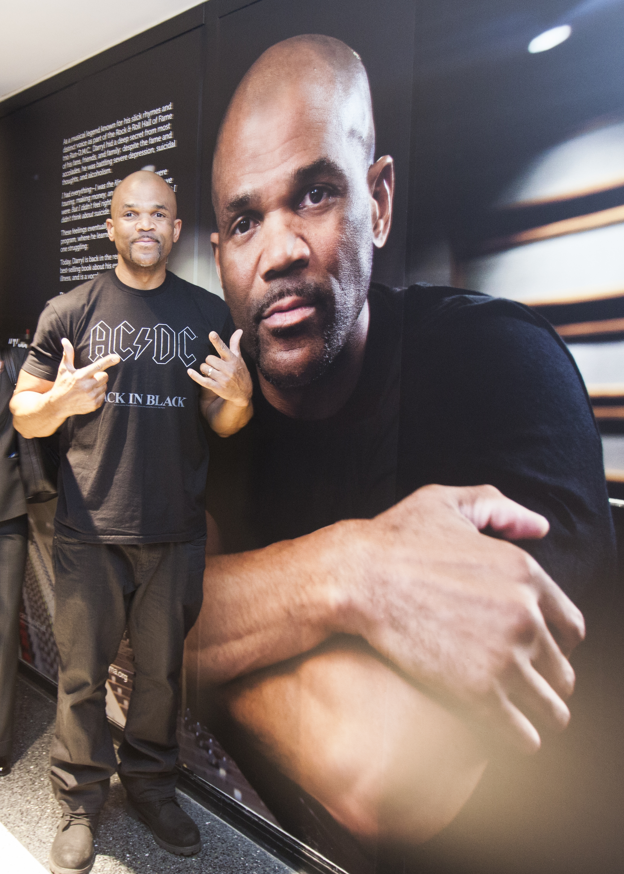 Darryl McDaniels stopped by the opening of “Deconstructing Stigma: A Change in Thought Can Save a Life” at Logan Airport.