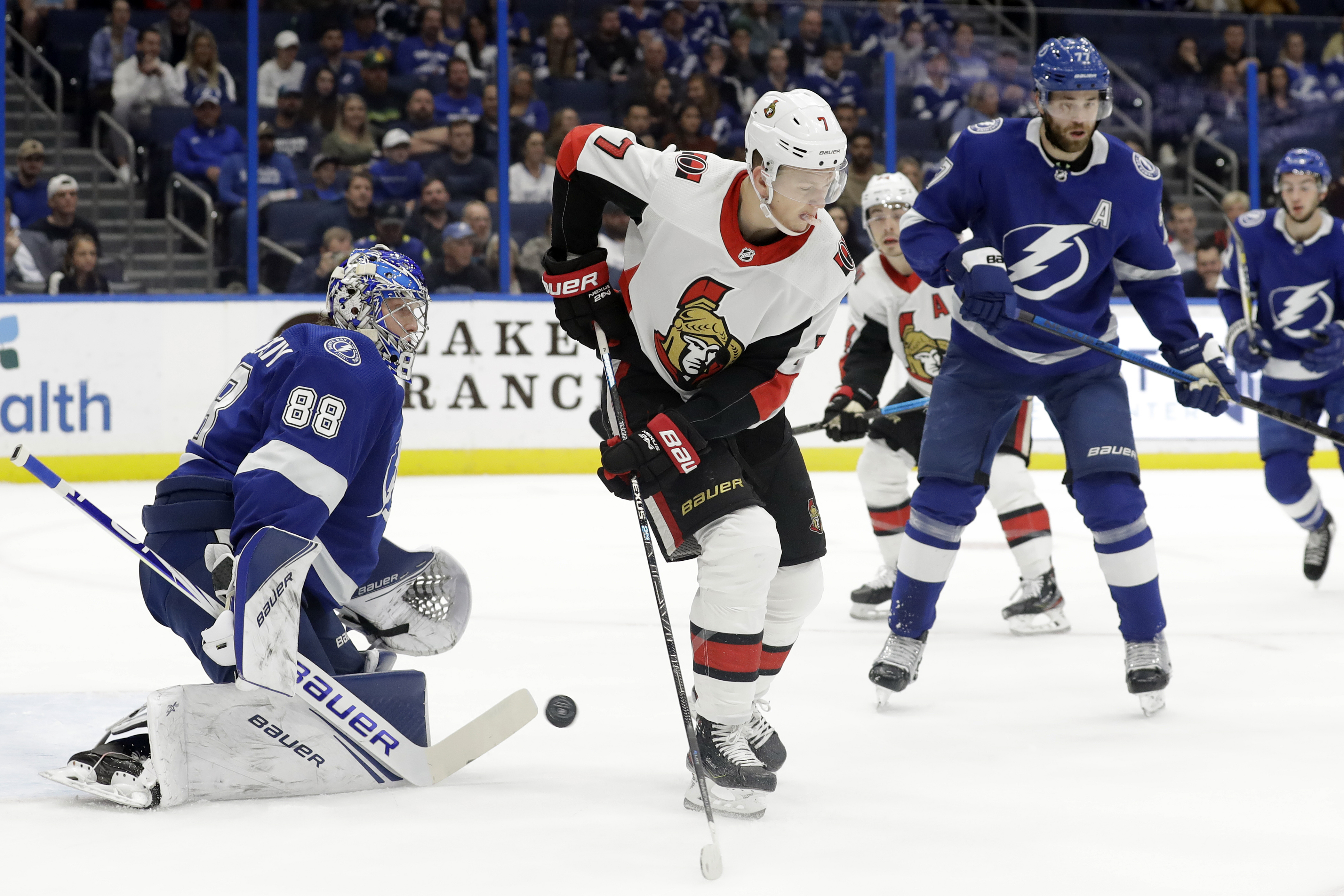 Brady Tkachuk has 13 goals and 11 assists for the Senators this season.