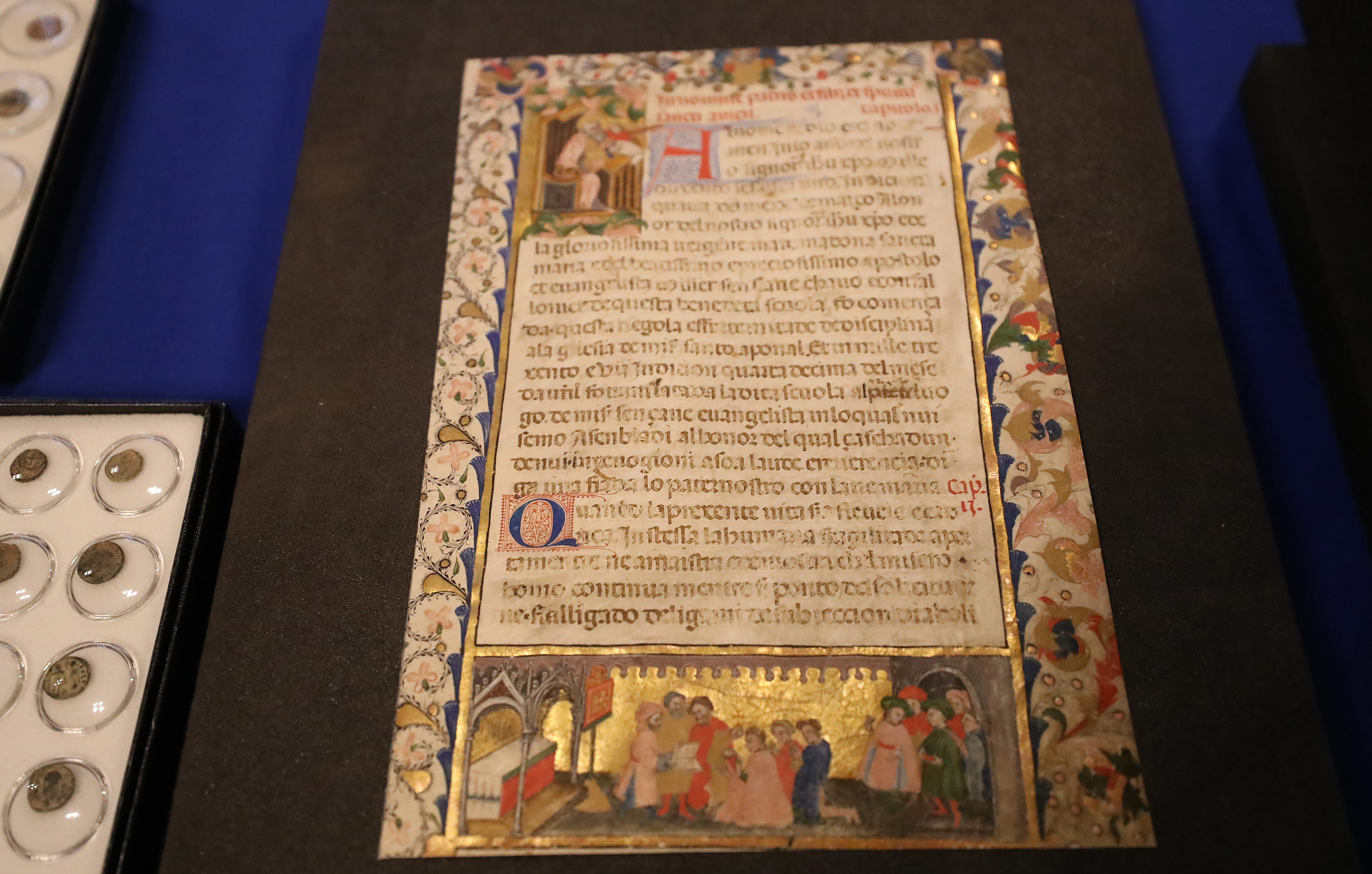 One of the items included an illuminated page of the Scuola Grande di San Giovanni Evangelistas, dating from between 1418-1422.