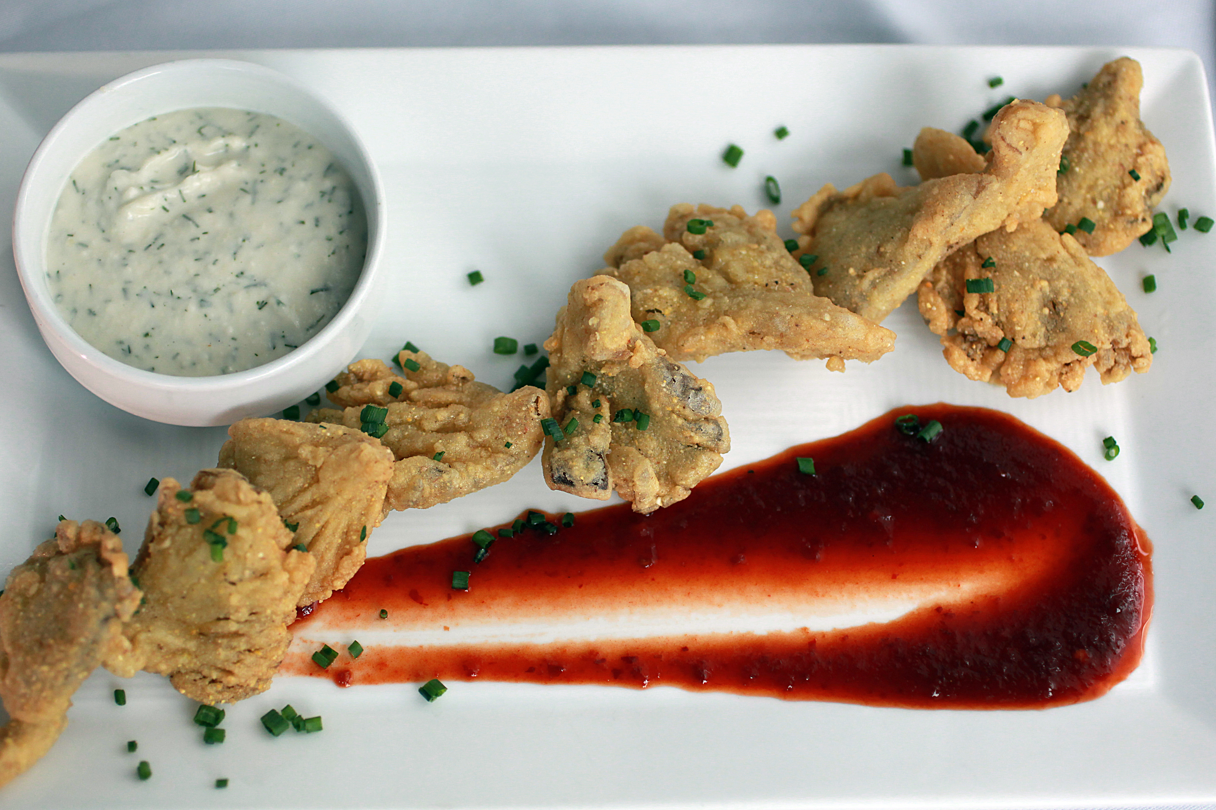 Cornmeal-crusted oyster mushrooms.