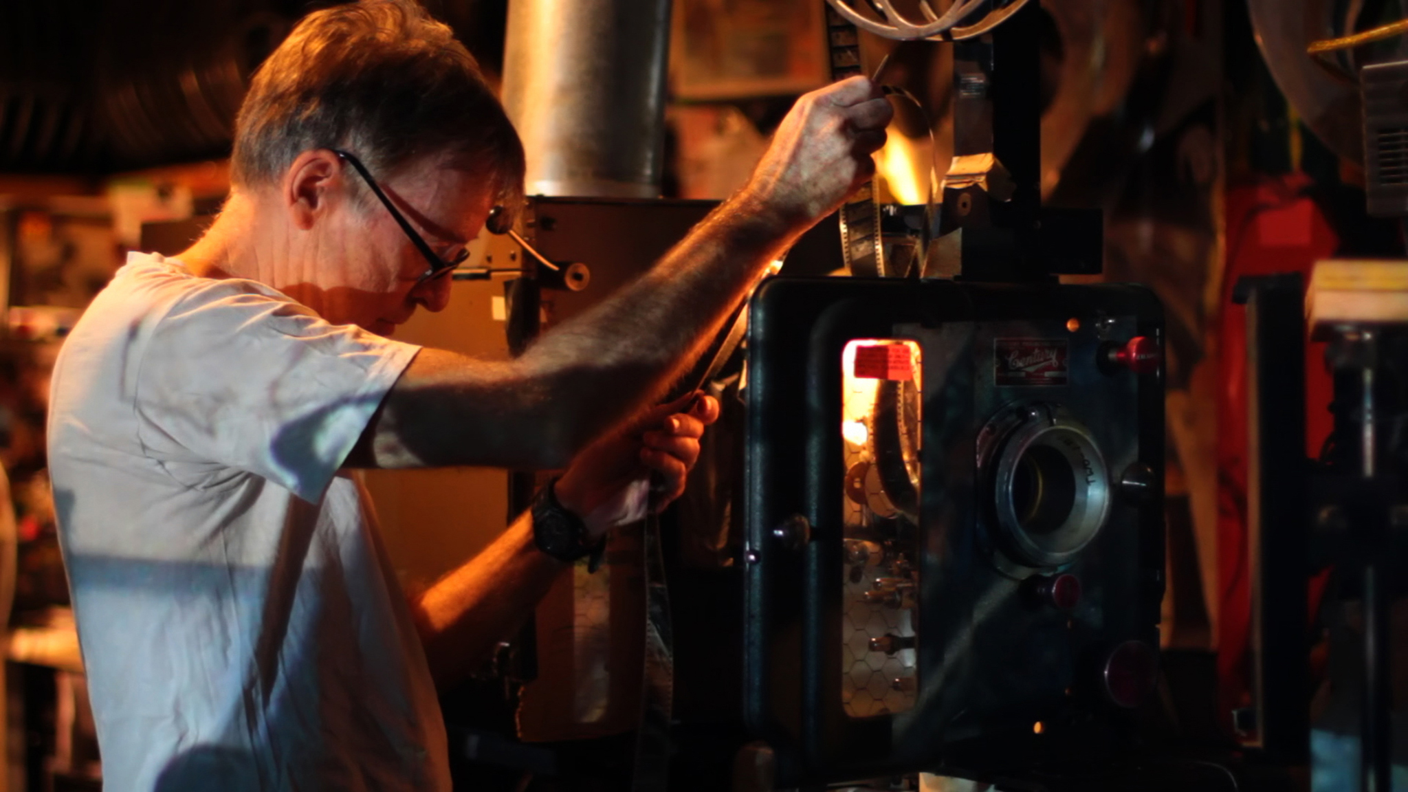 Brattle Theatre projectionist Dave Leamon in “The Dying of the Light.”