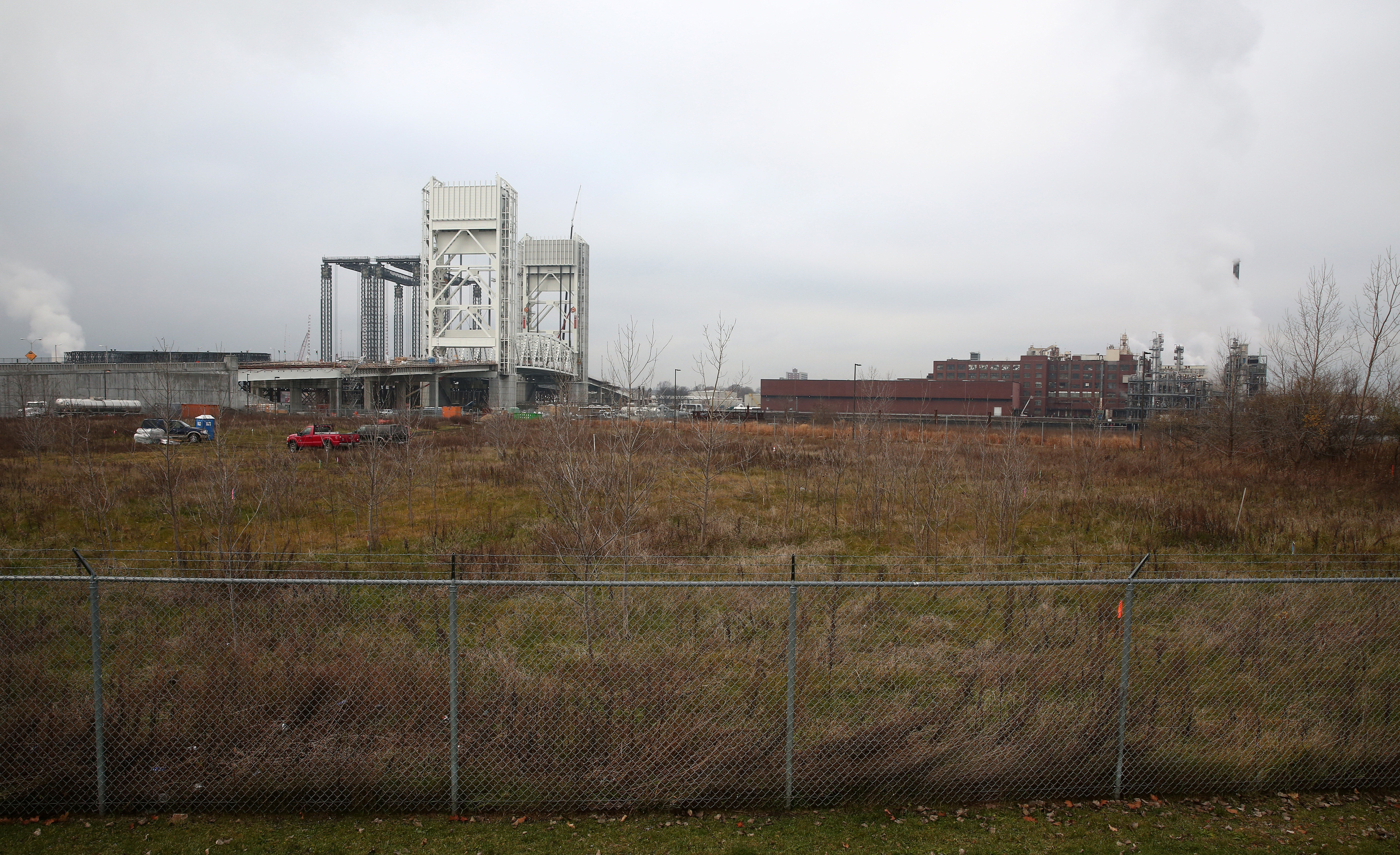 Land proposed for the site of a gas compressing station is near the heavily traveled Fore River Bridge in Weymouth