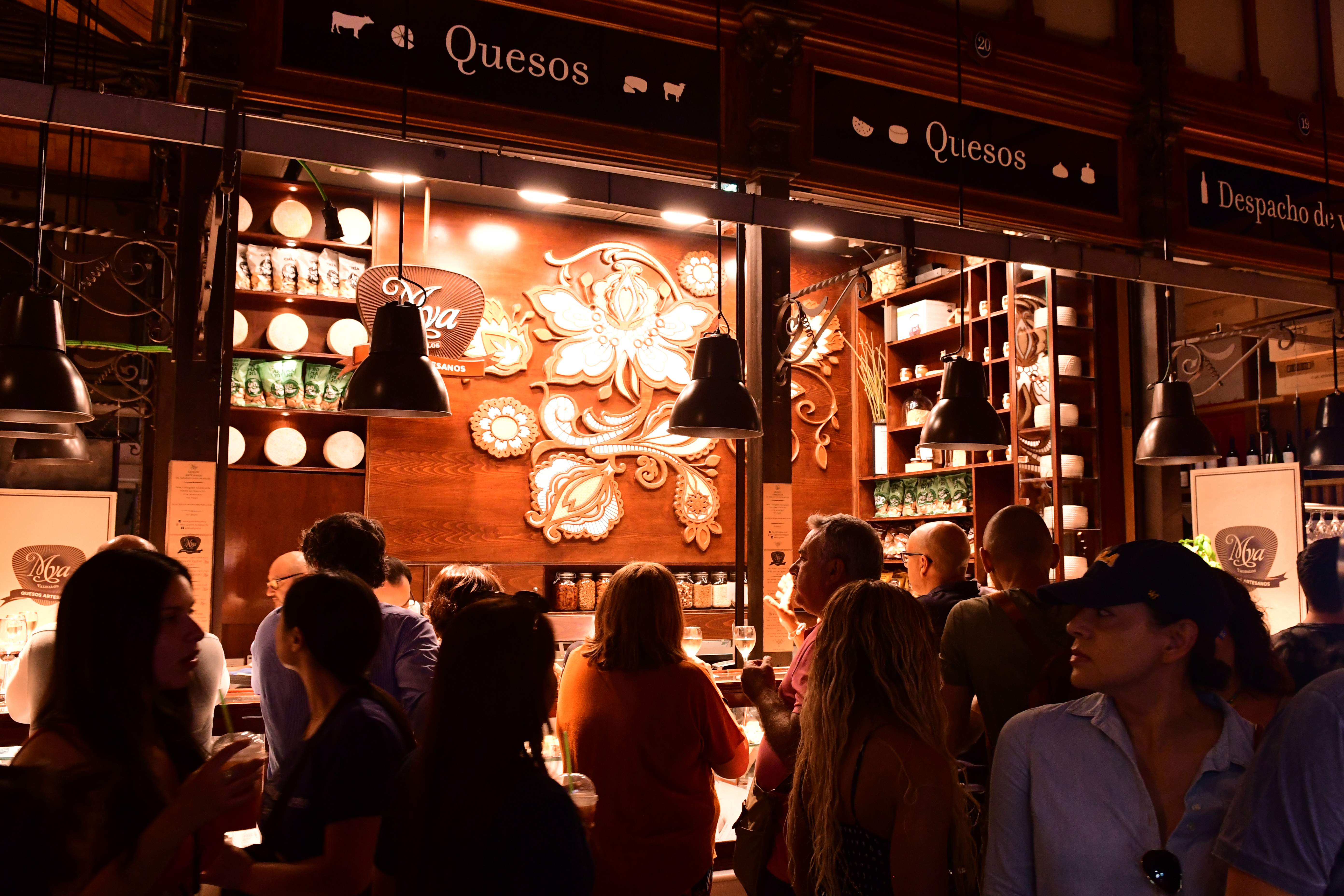 Late night diners at the Mercado de San Miguel in Madrid.