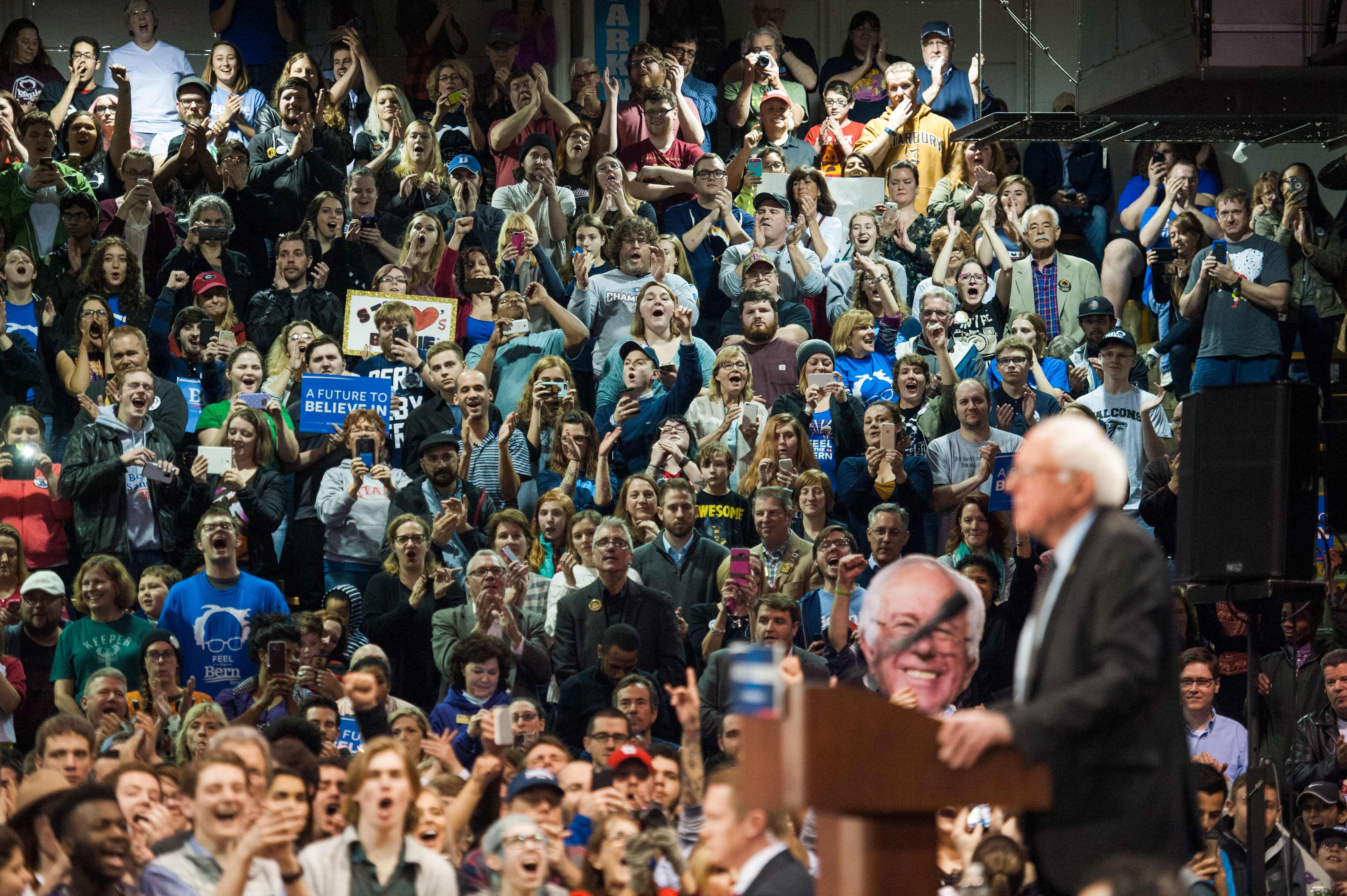 Democratic presidential hopeful Bernie Sanders spoke at a Missouri rally Sunday.
