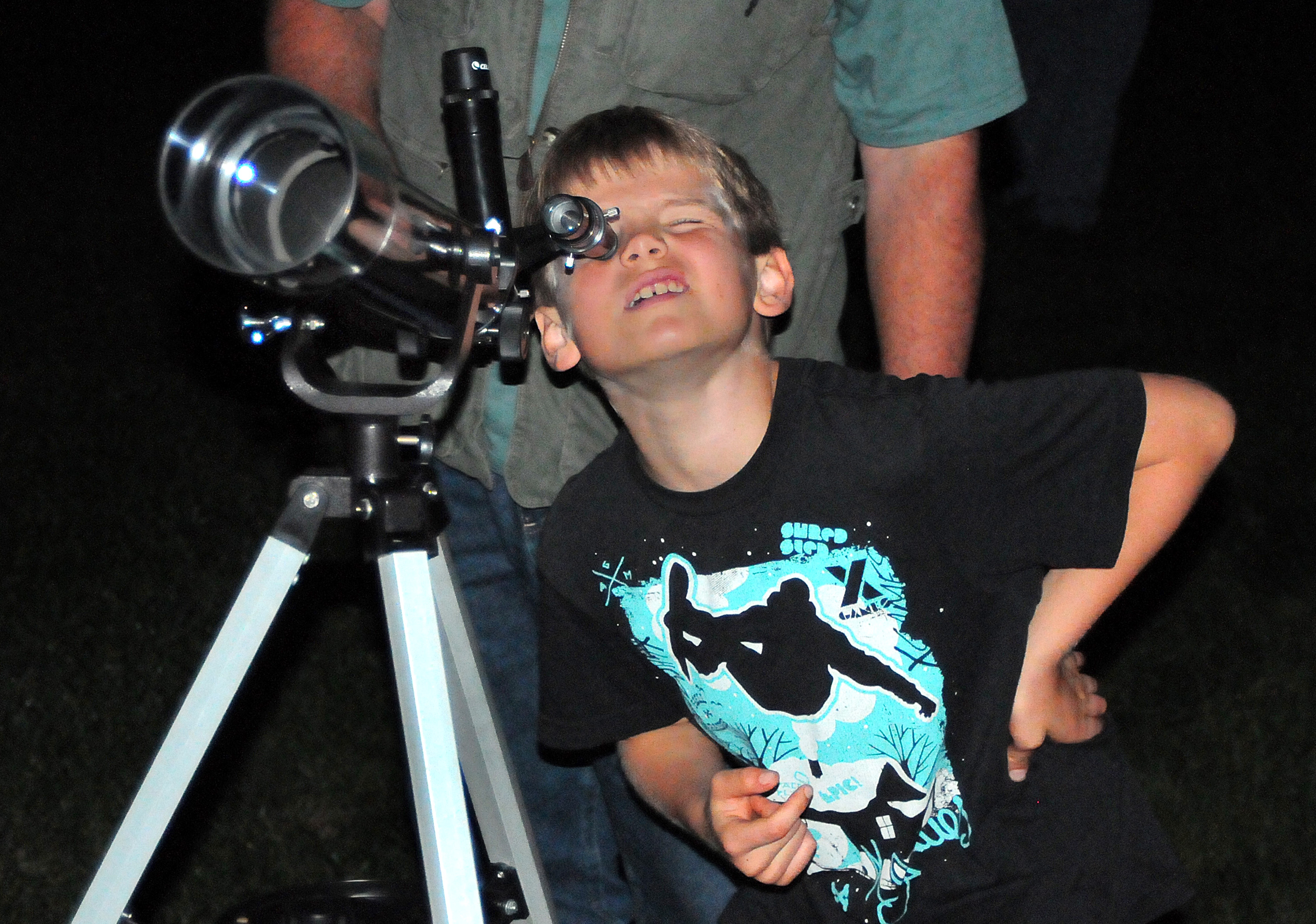 Ryan Johnson-Rees, a Scituate 8-year-old, pondered the heavens at an event this fall held by the South Shore Astronomical Society.