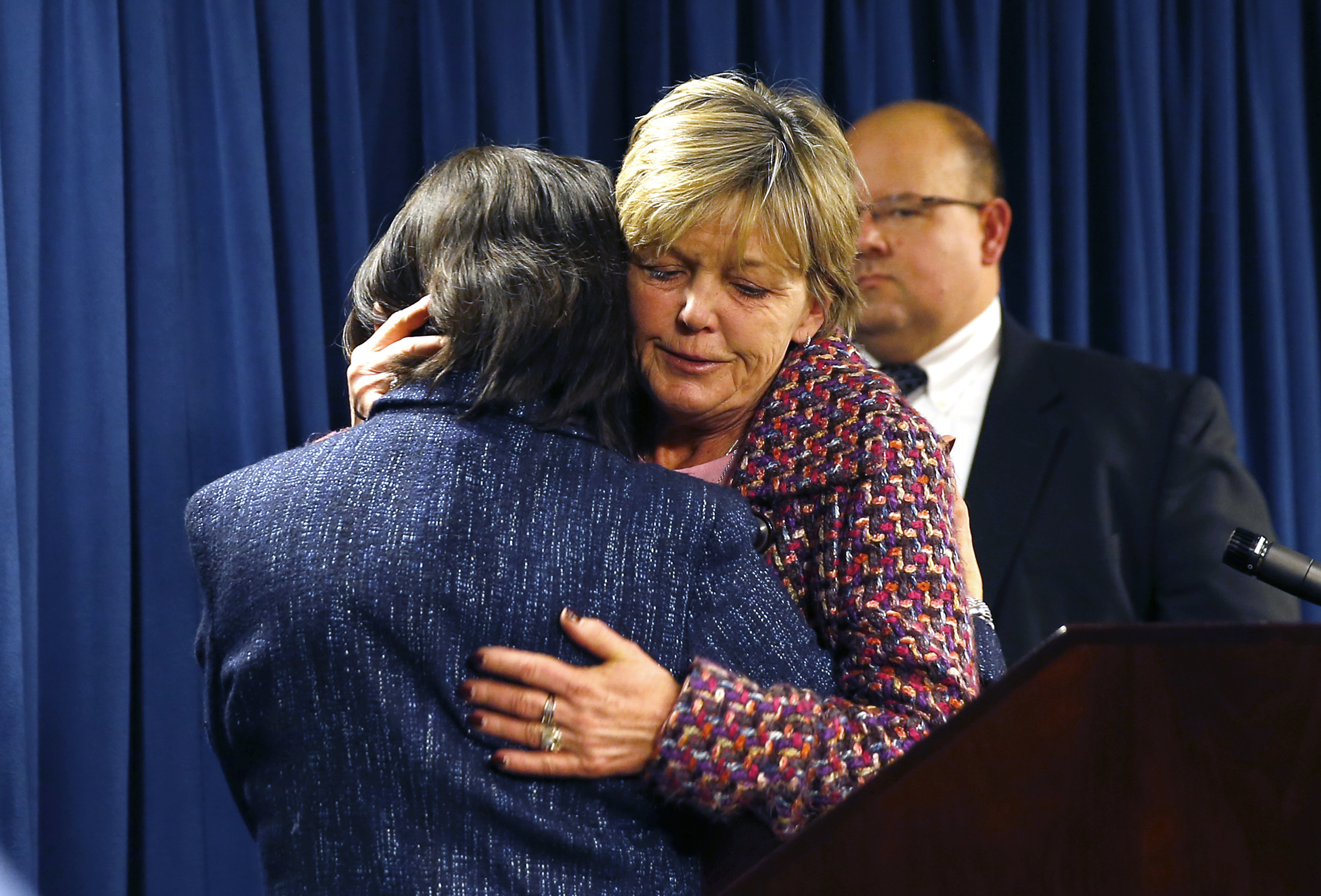 Rizzo, the mother of Sampson murder victim Jonathan Rizzo, embraced Ortiz at the end of the press conference.
