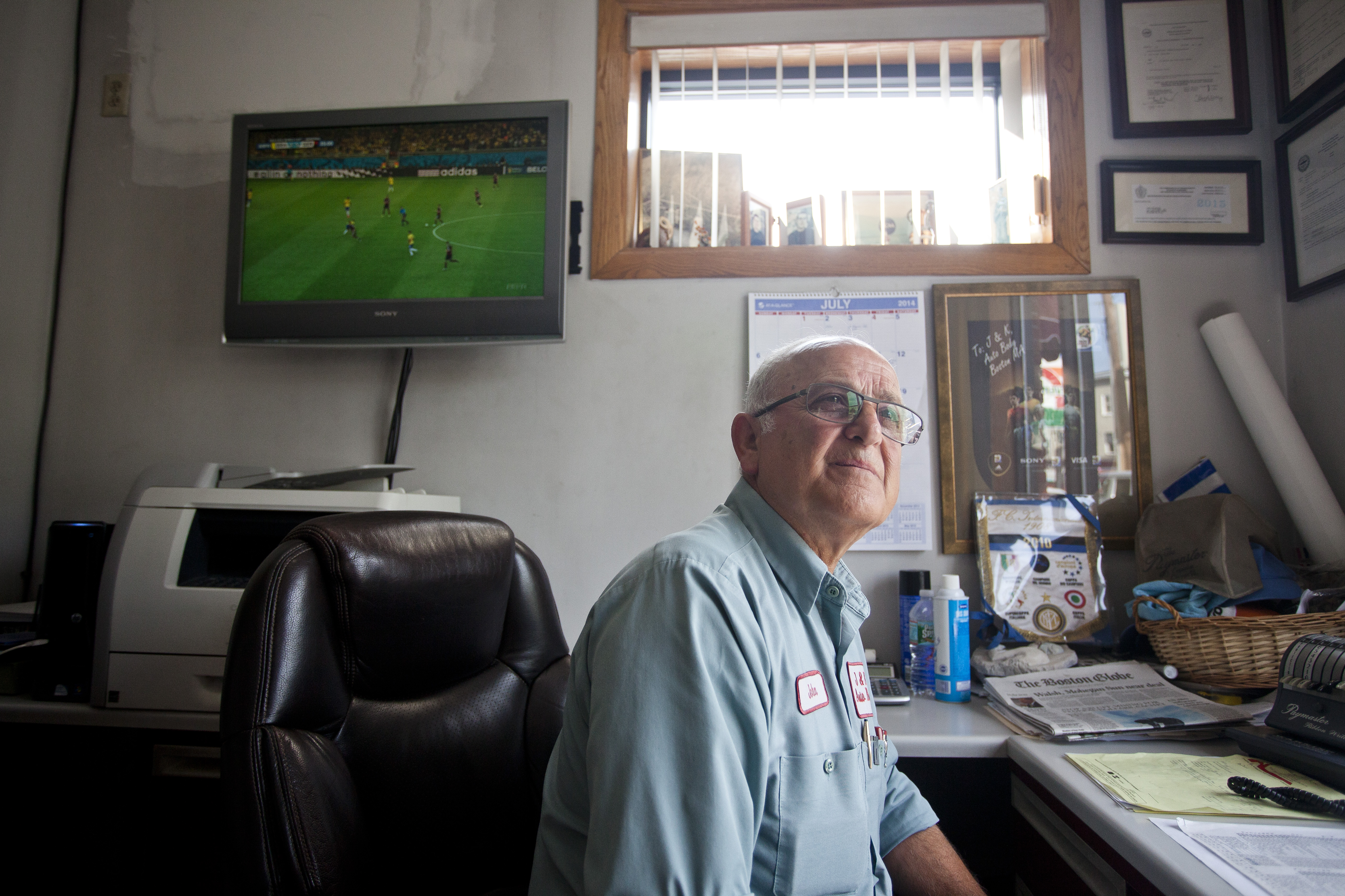 J & K Auto Body owner John Sarianides pledged to make Dan Shaughnessy love the Beautiful Game.
