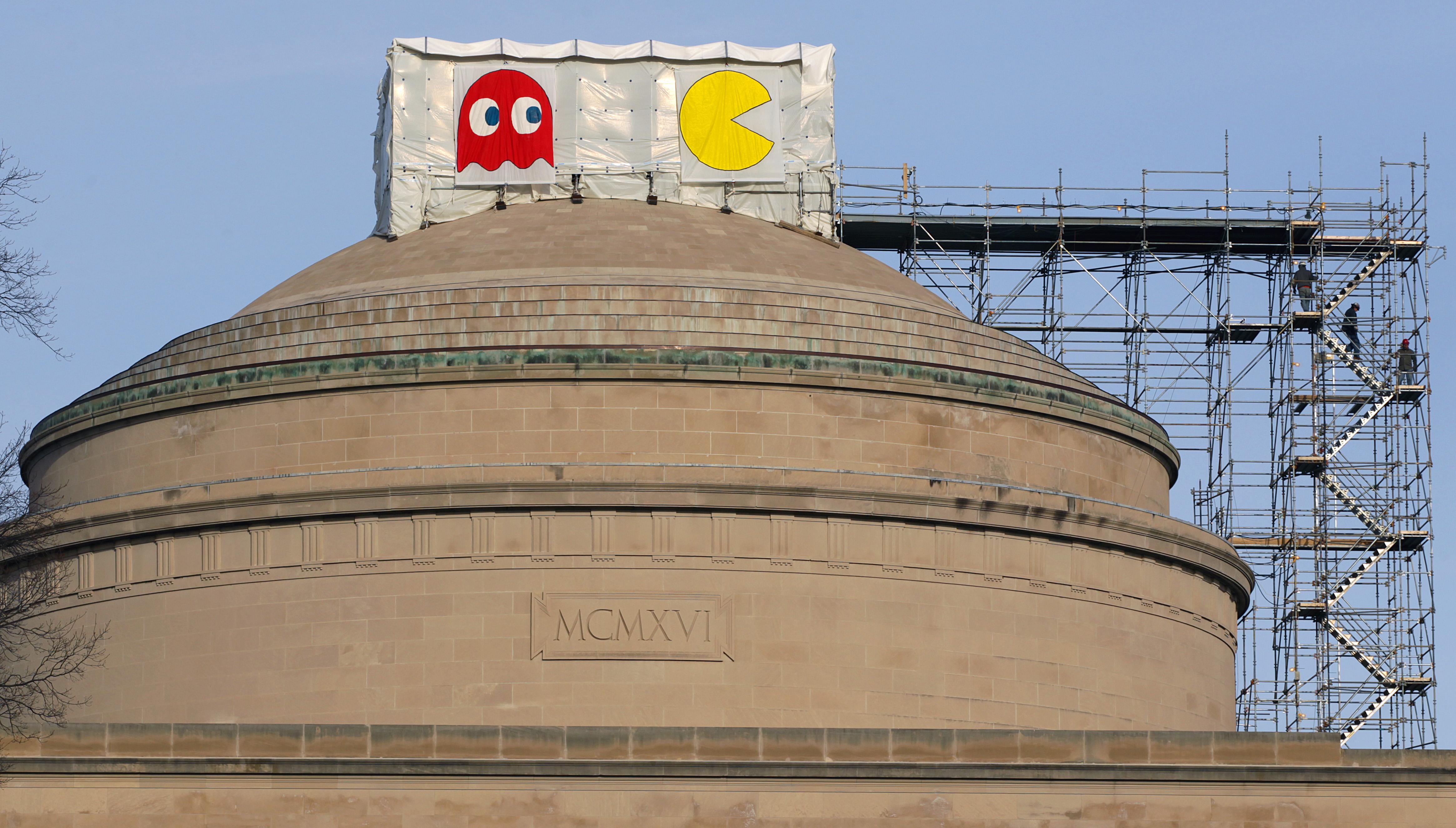 An ode to PacMan graced the dome in January 2013.
