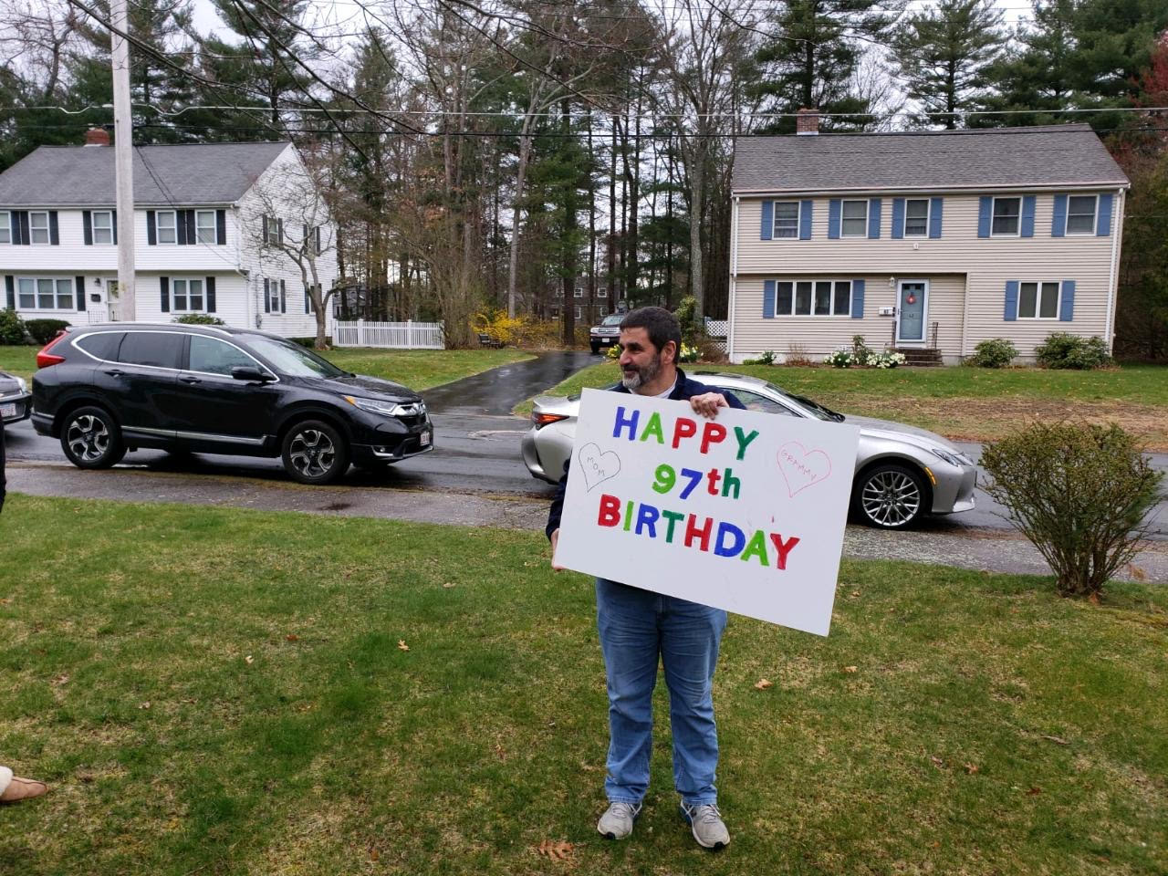Dave Noyes helped celebrate his mother's birthday.