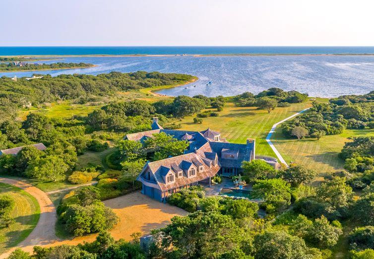 An aerial view of the home.