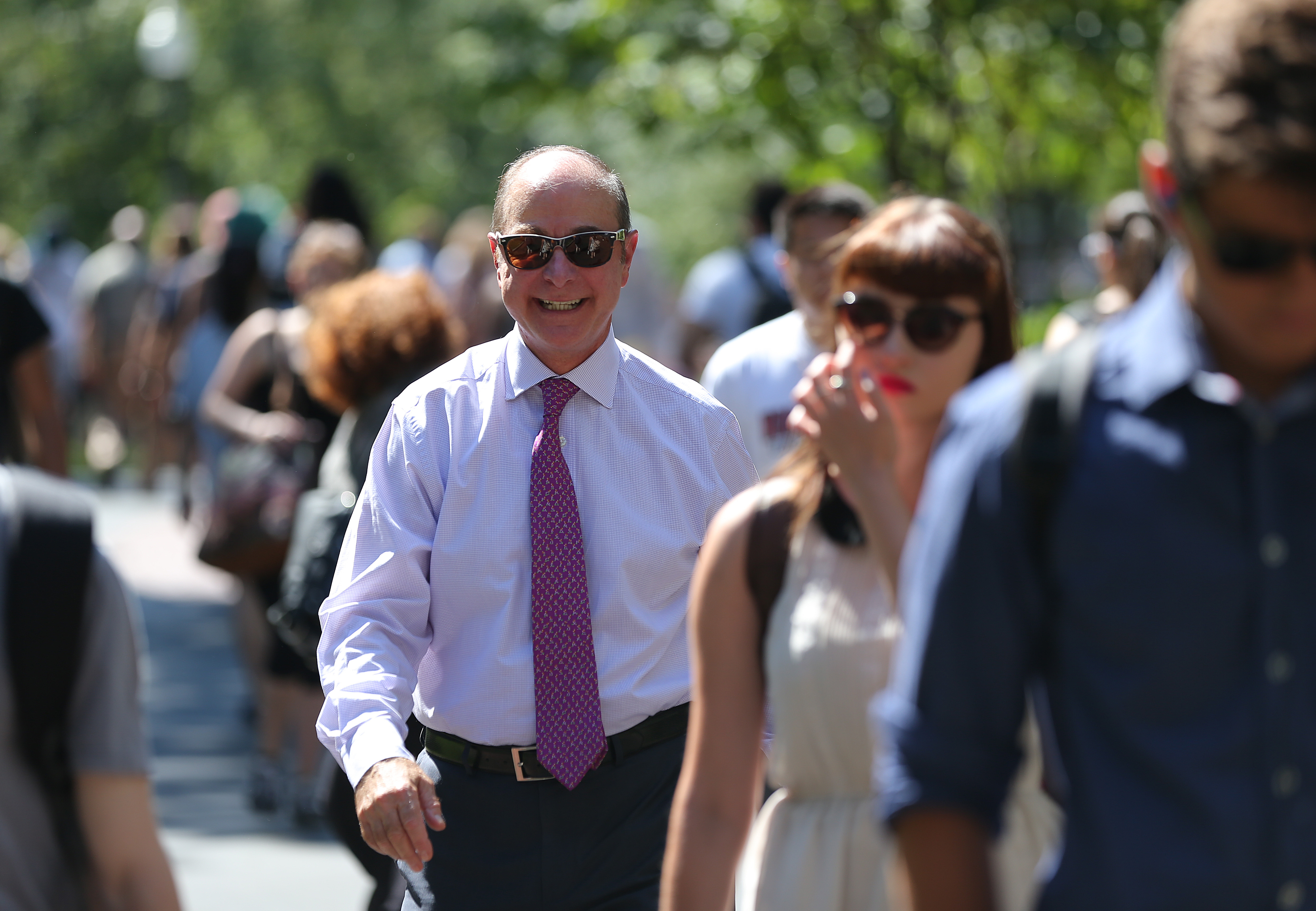 Aoun walked around campus on the first day of classes.