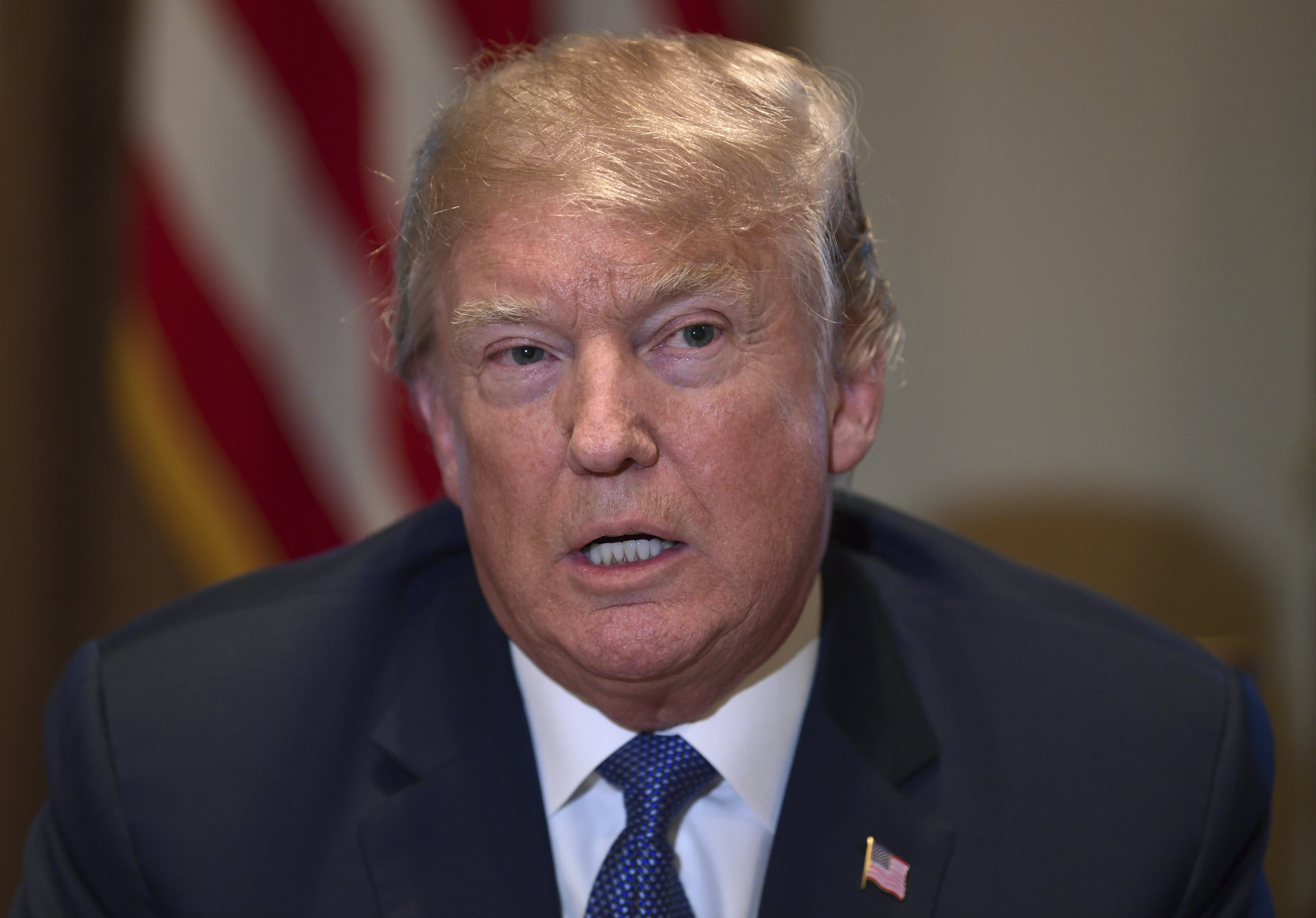 President Trump spoke Monday at the White House.