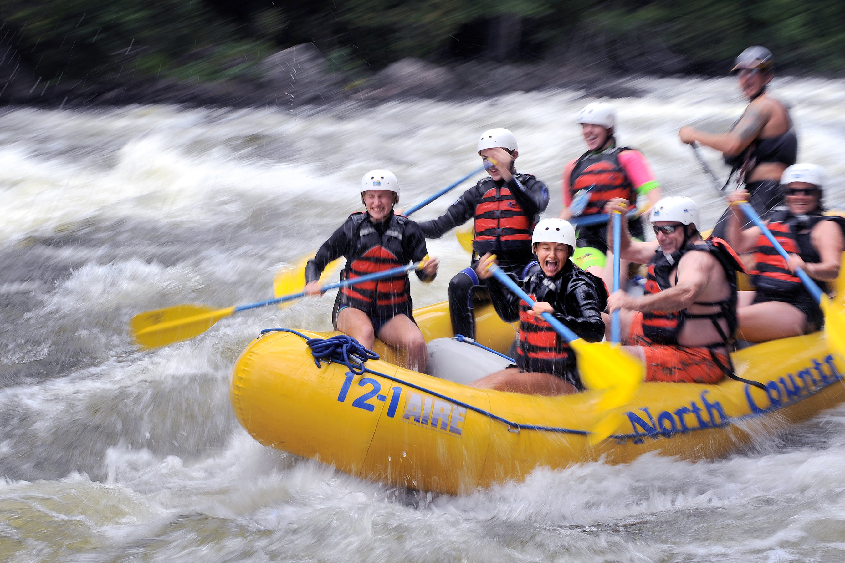 Rafters sped through part of the Kennebec Gorge last August.