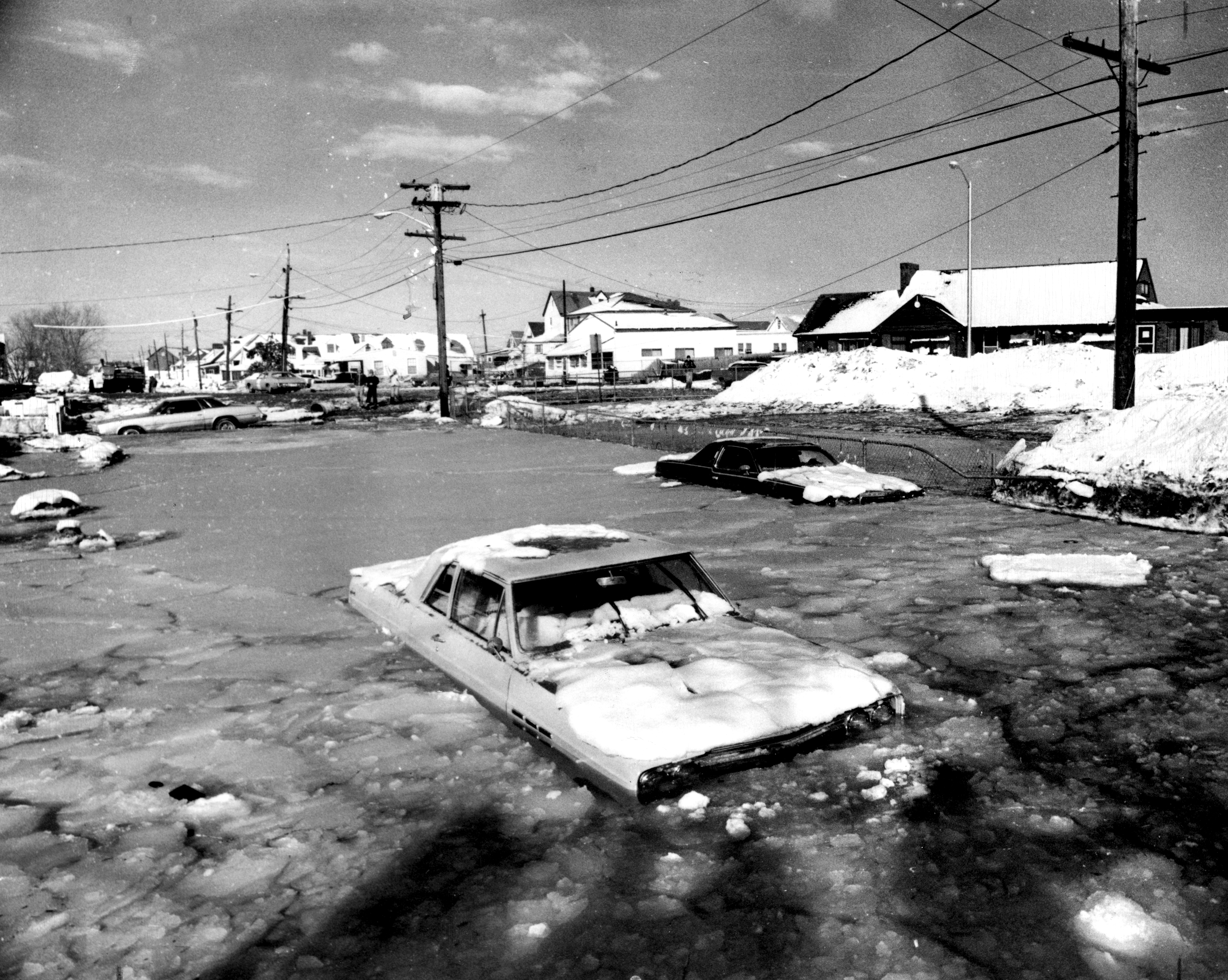 Autos were submerged on Winthrop Parkway in Revere after the storm.
