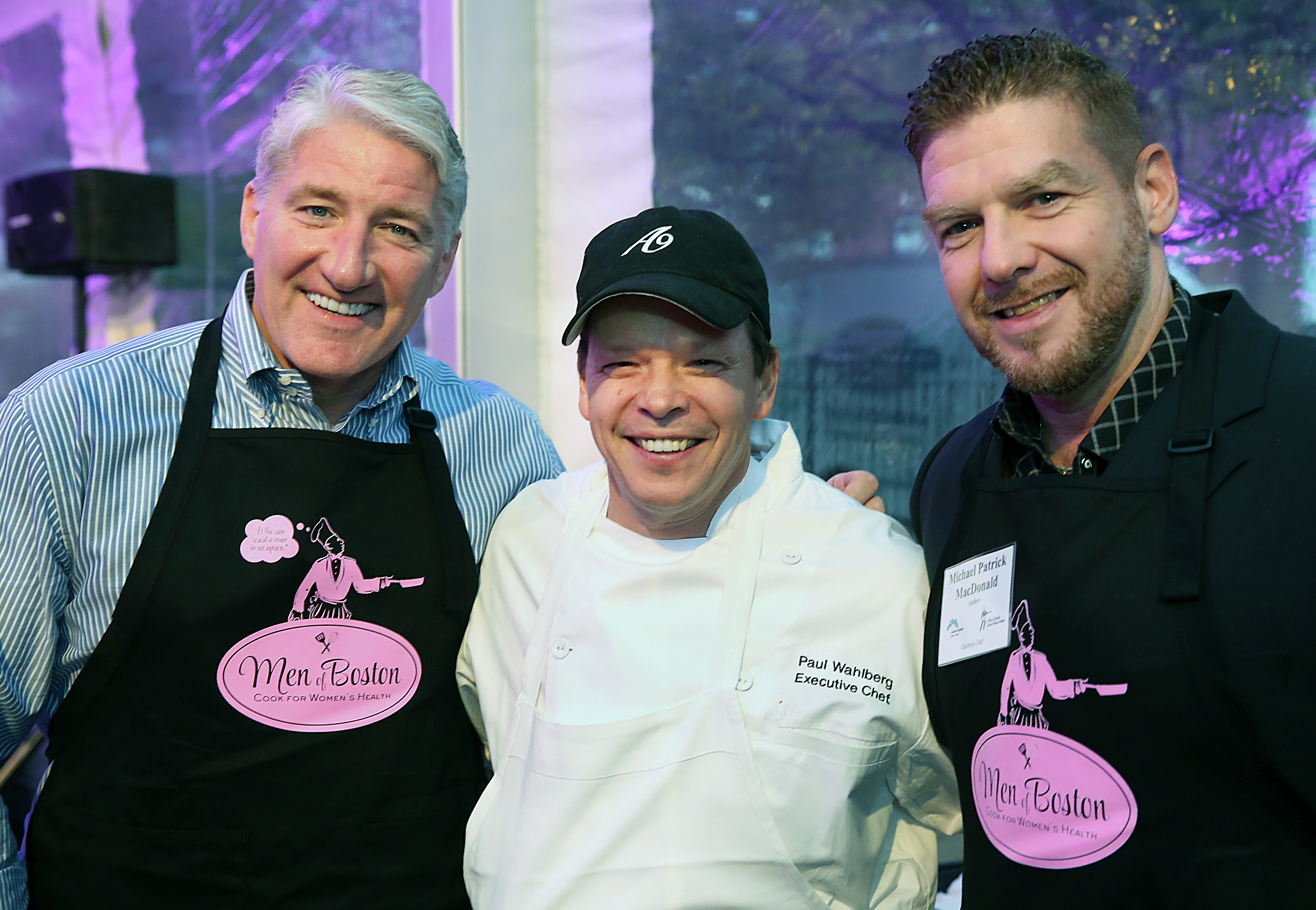 John King, Paul Wahlberg, and Michael Patrick MacDonald at a celebrity chefs fund-raiser.