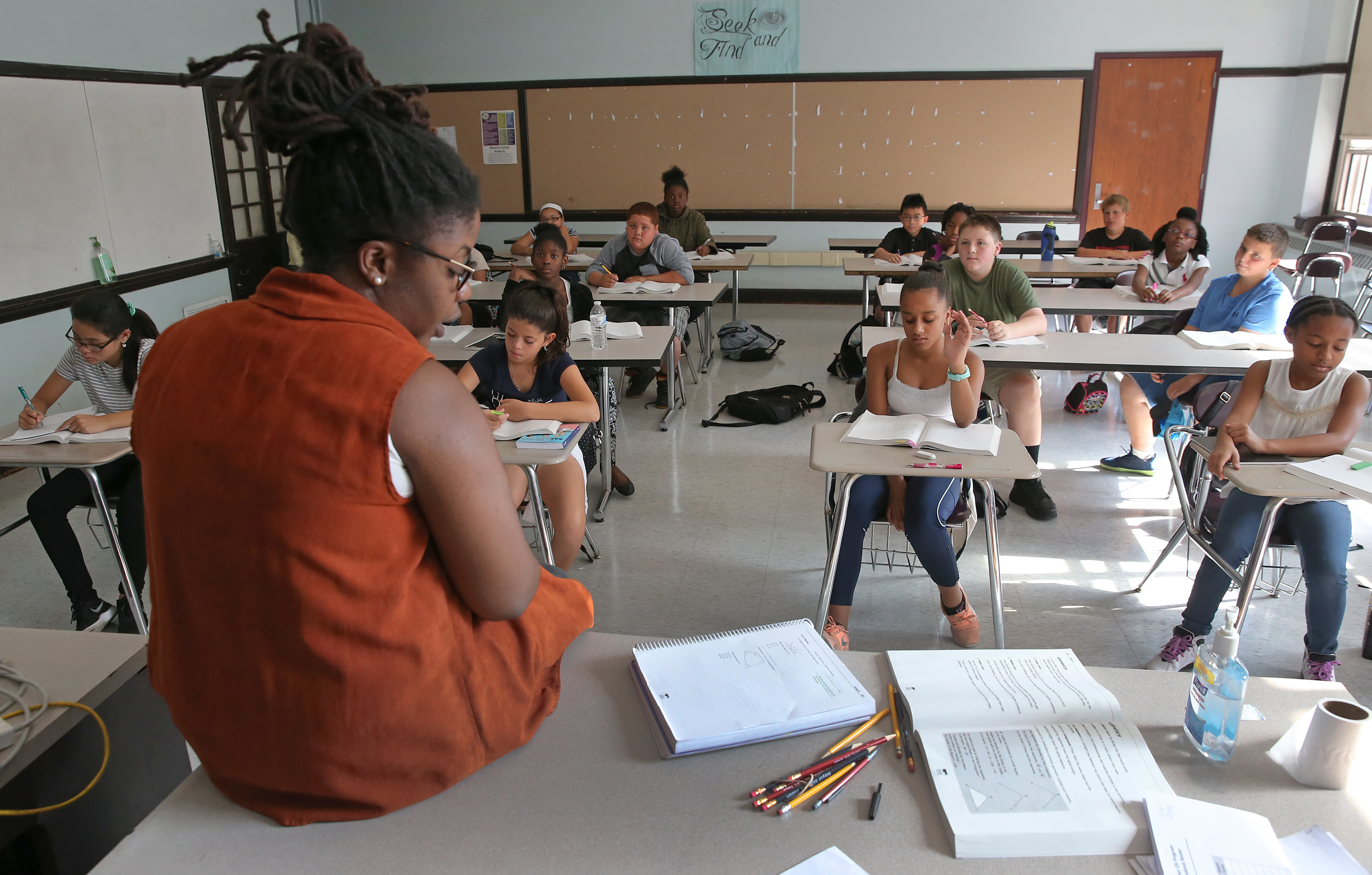 Gabriella Gilbert taught a math class at the Exam School Initiative.