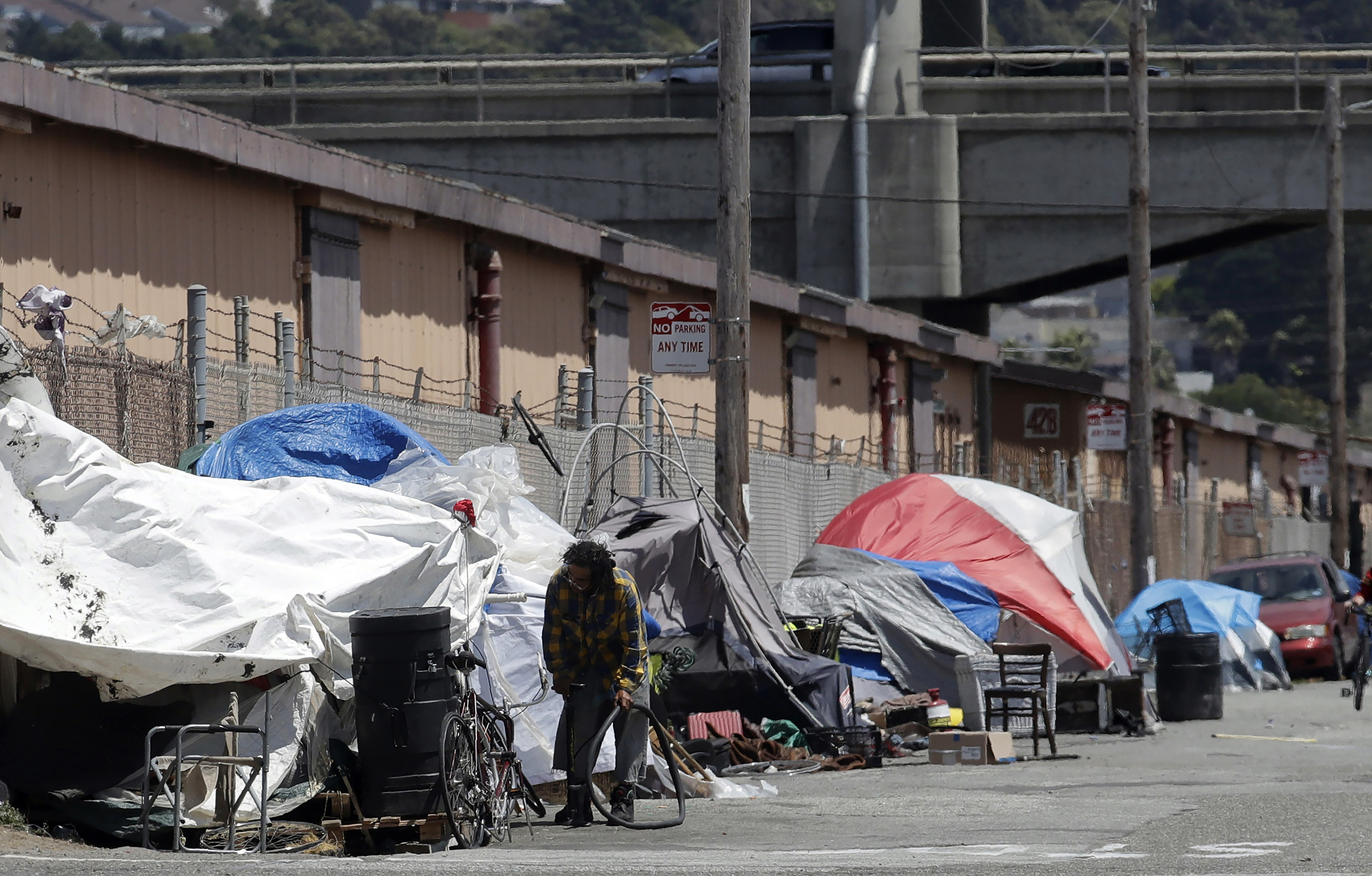 A row of tents in San Francisco, in June 2019. San Francisco’s homeless population has jumped 30 percent since 2017.