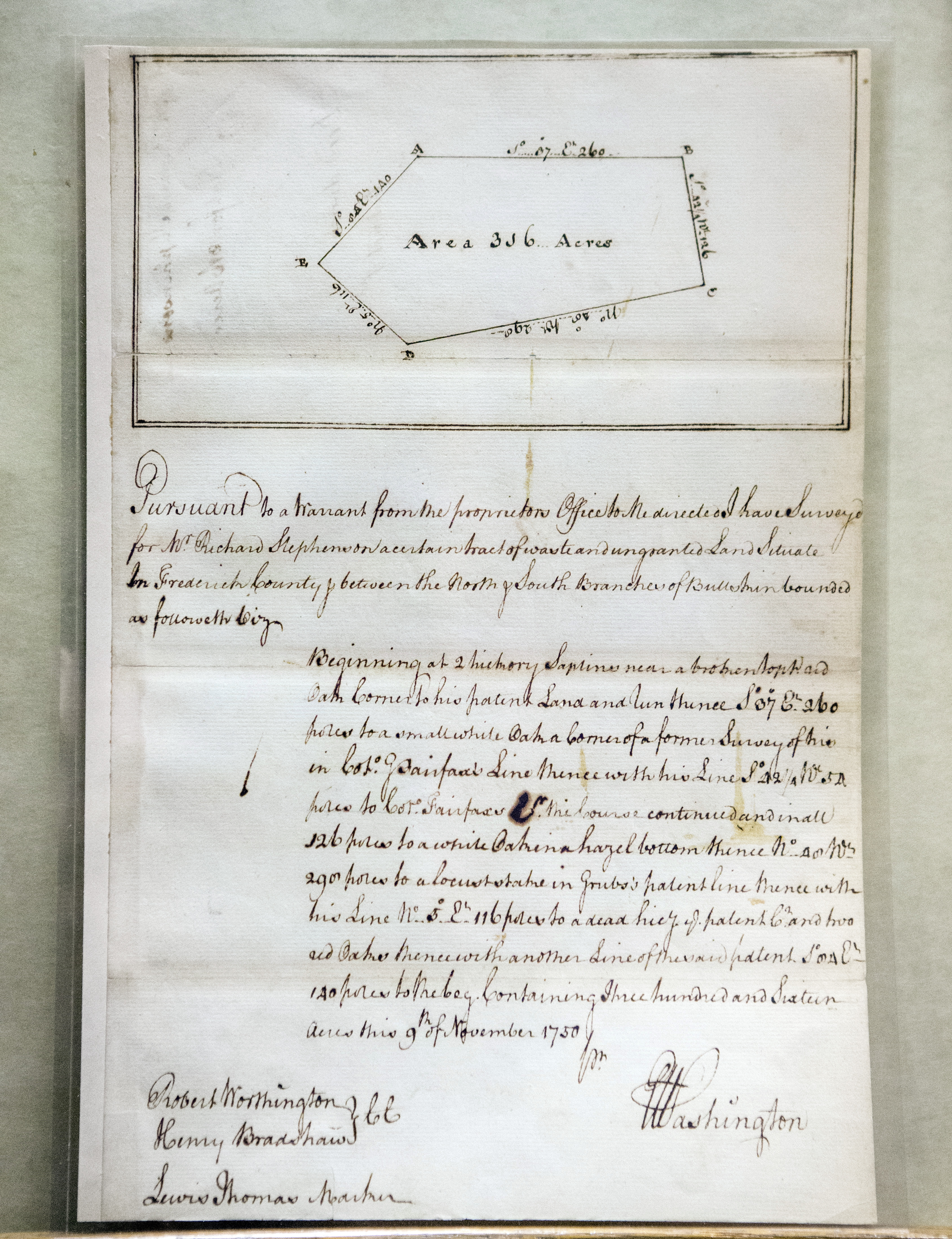 From the archives, a plot survey of Frederick County, Va., by George Washington.