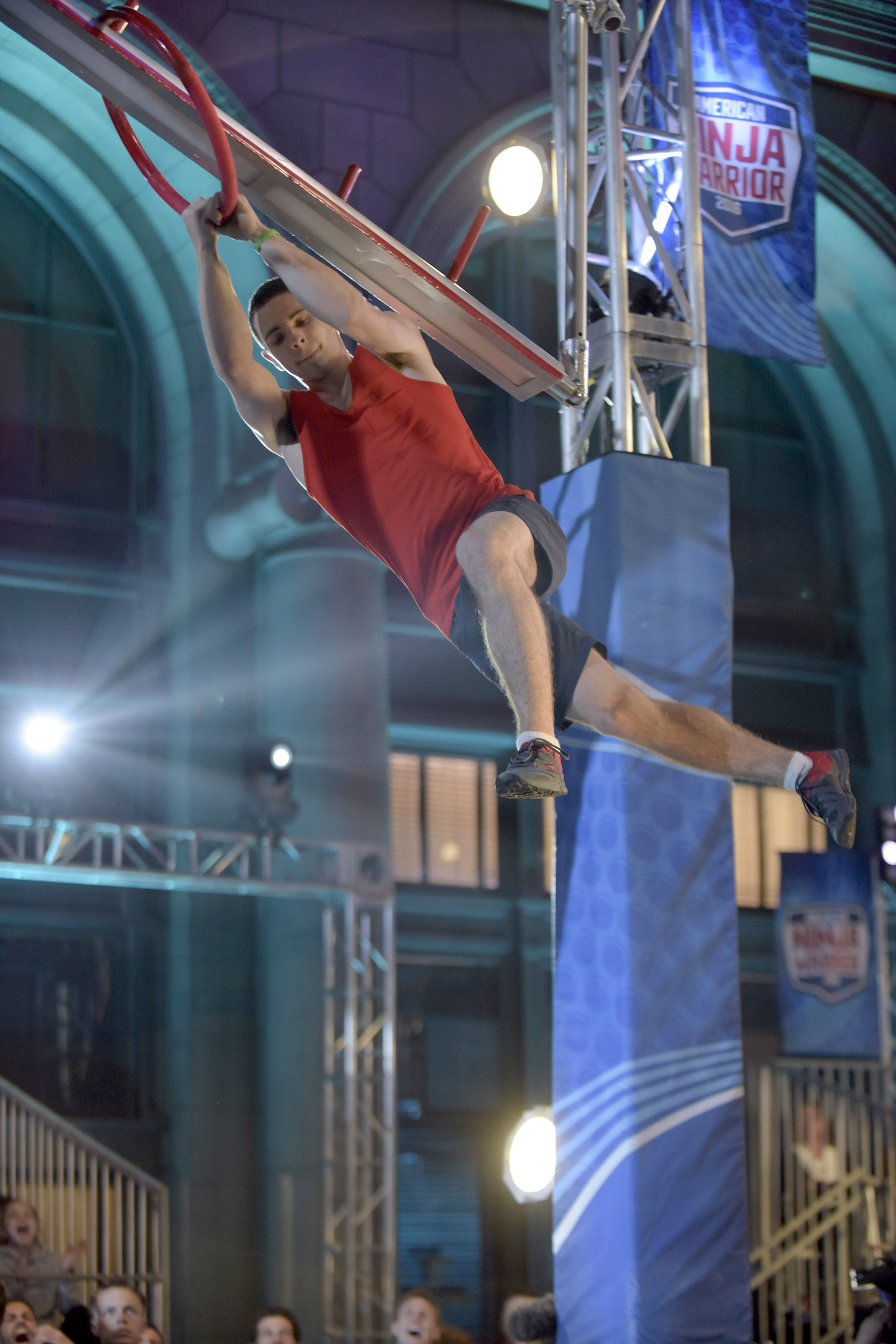 Josh Levin, a senior at Northeastern University, competing on “American Ninja Warrior.”