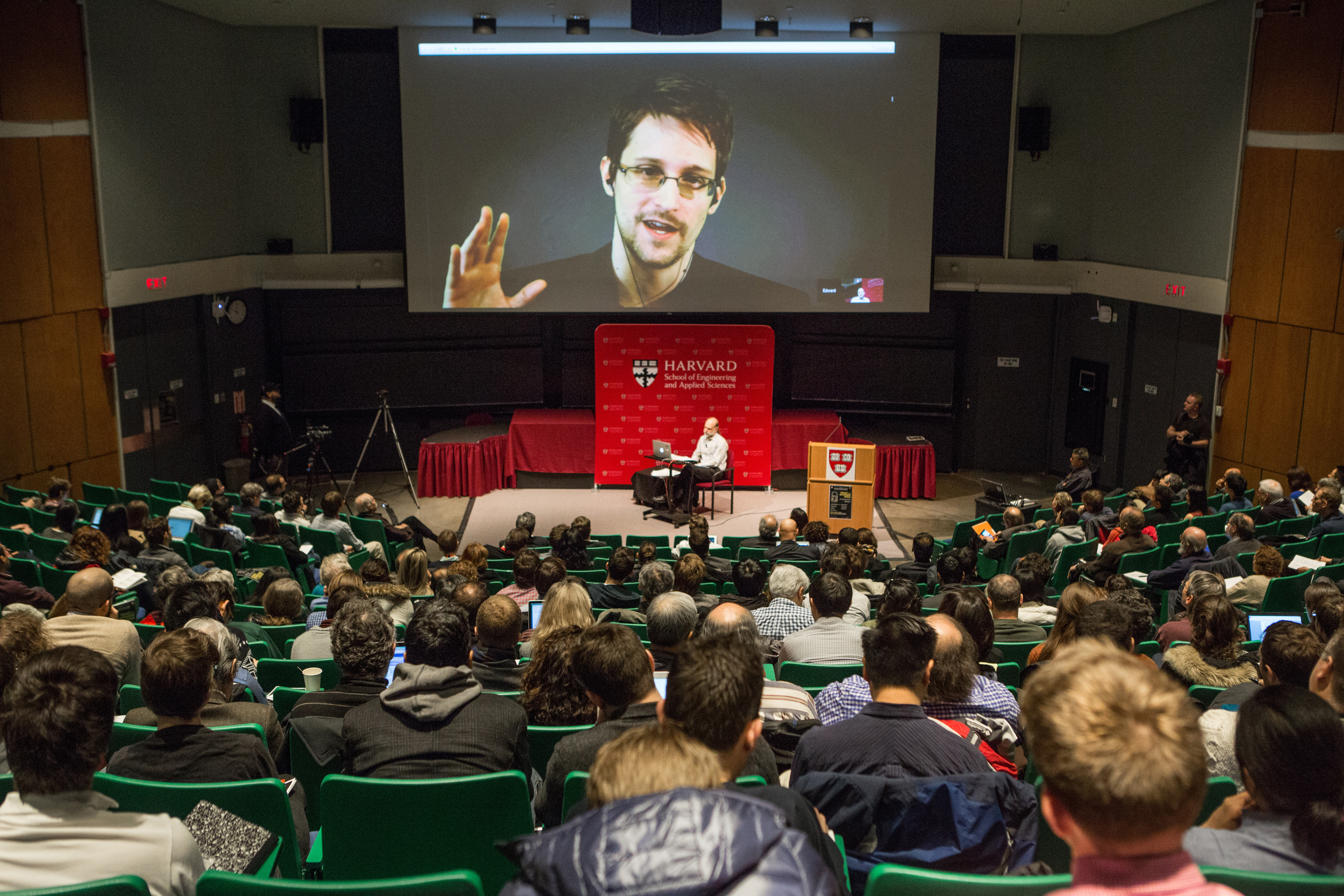 Edward Snowden participated in the Harvard event from Moscow.