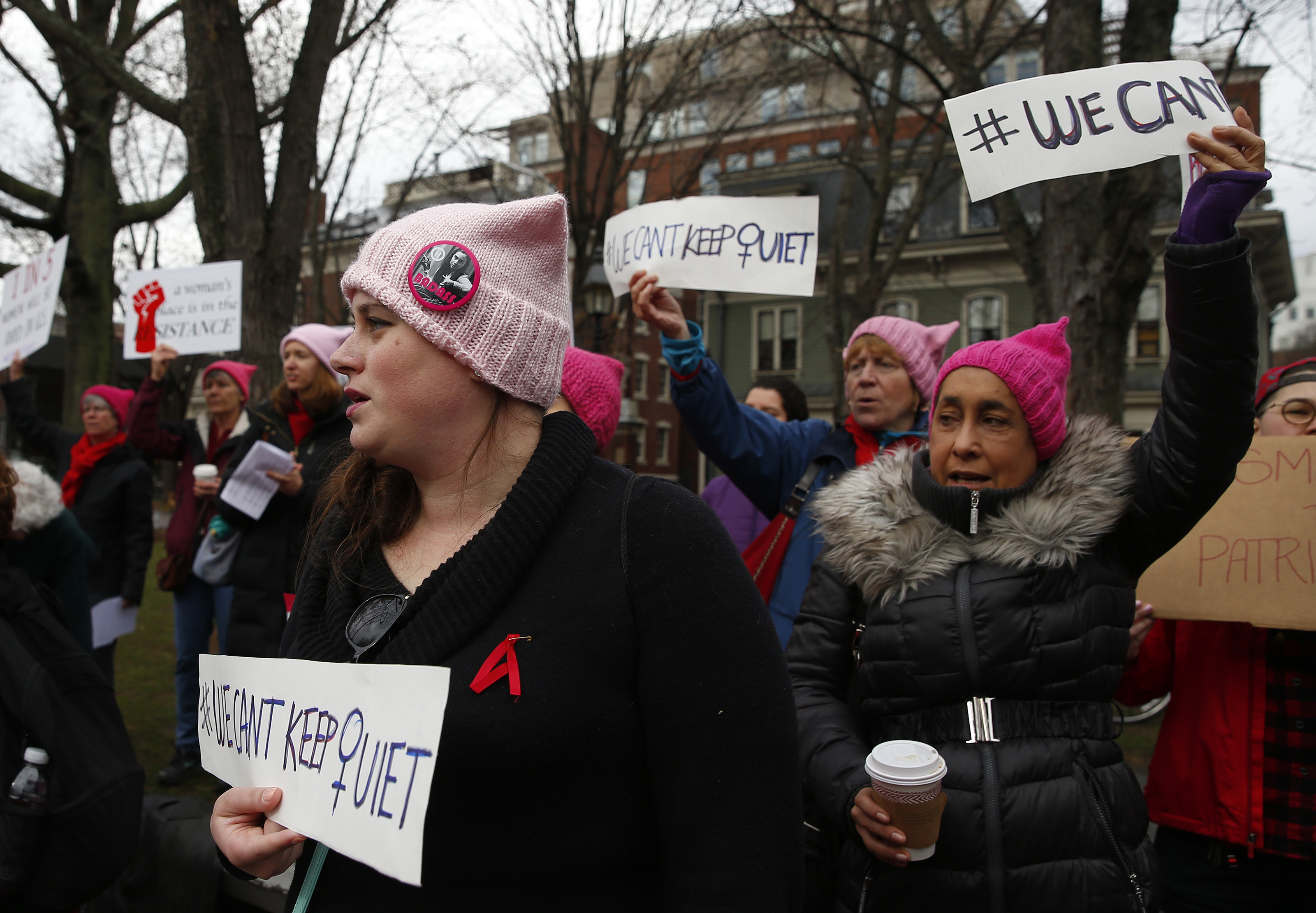 Michela Hites, 29, of Londonderry, N.H. (left) was among those in Harvard Square.