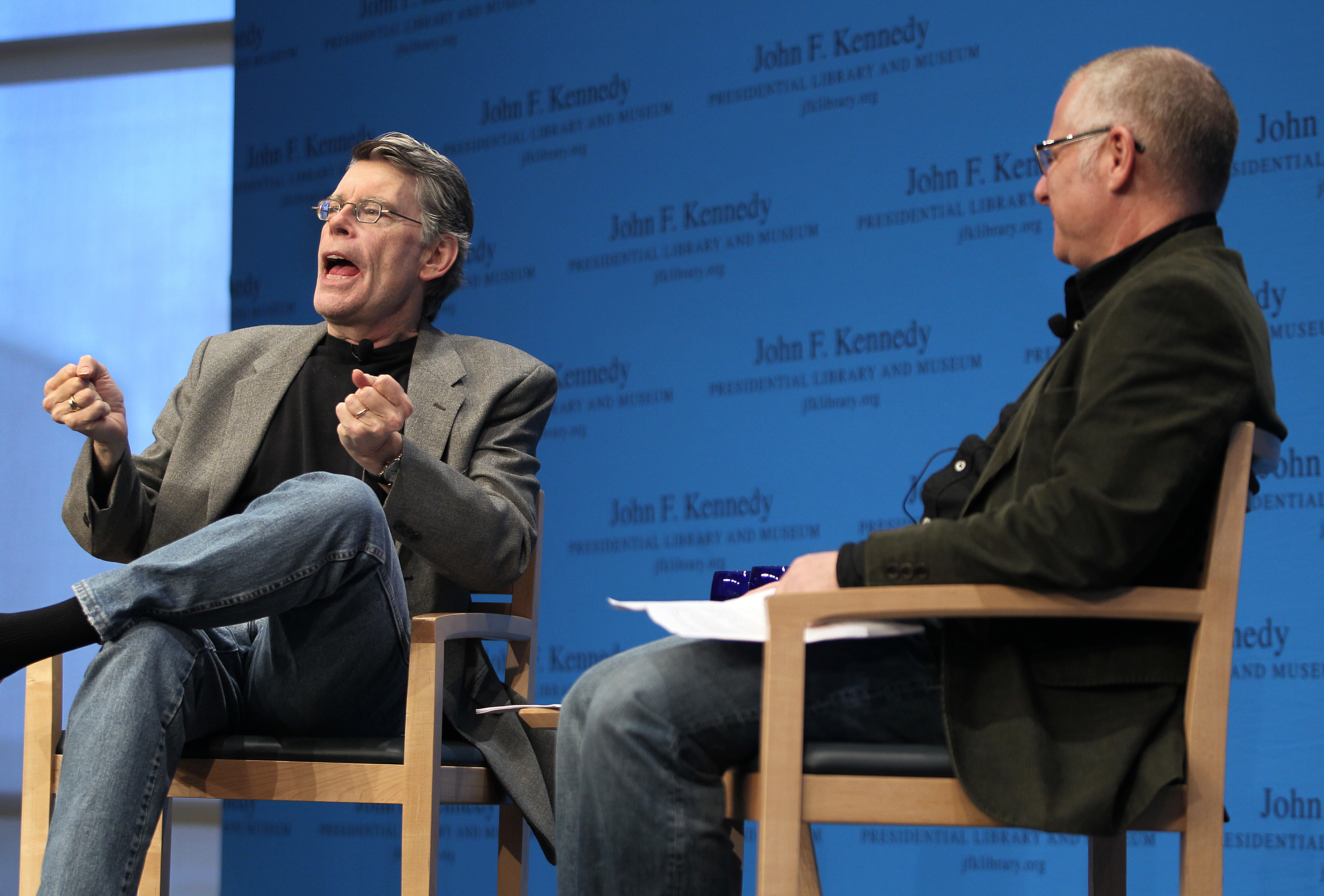 Stephen King read from his new novel at the Kennedy Library Forums in November.