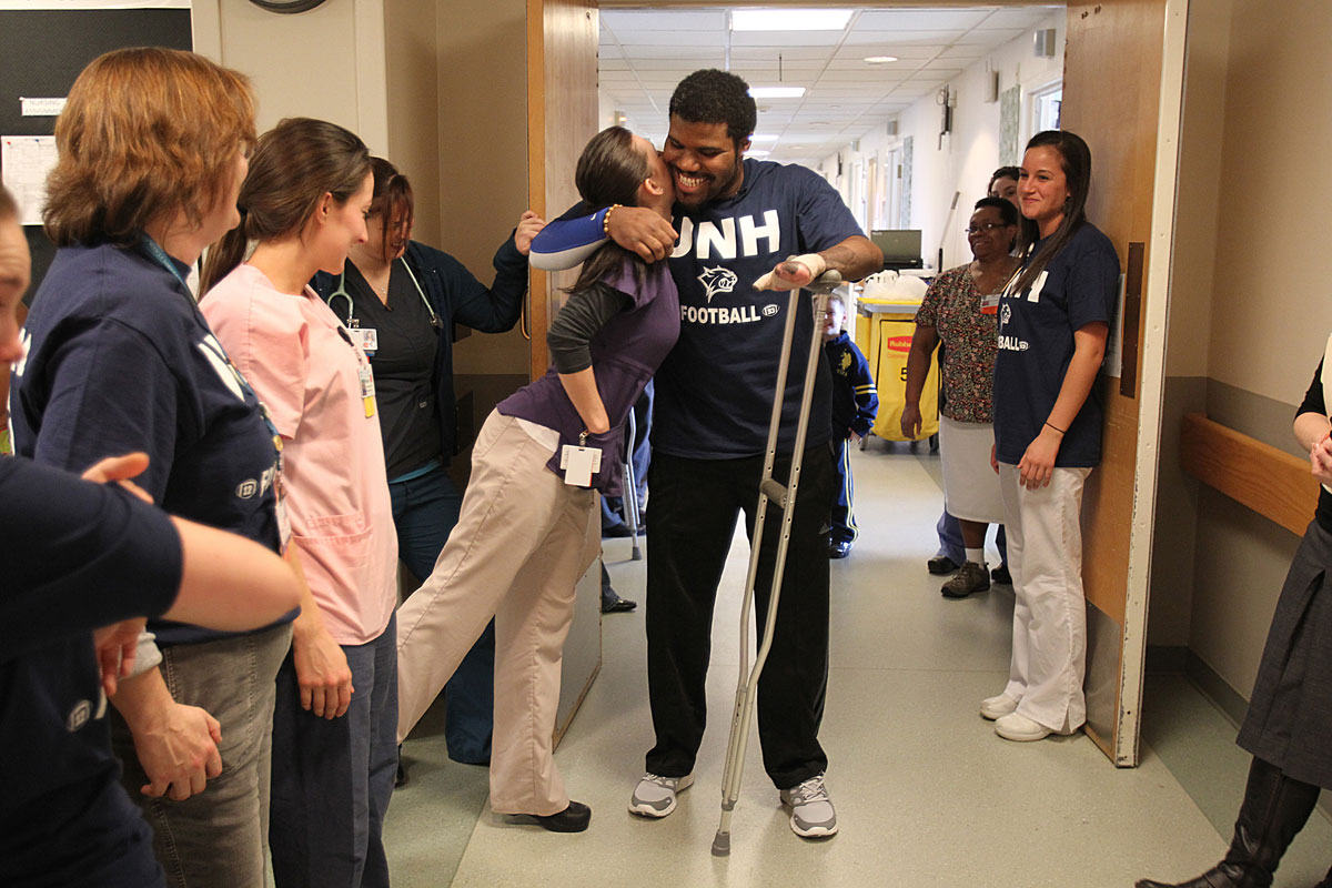 With plenty of encouragement from nurses and therapists who lined the hallway to hug and kiss him, he left Spaulding Rehabilitation Hospital in February 2012 for his new life in an apartment in Quincy.