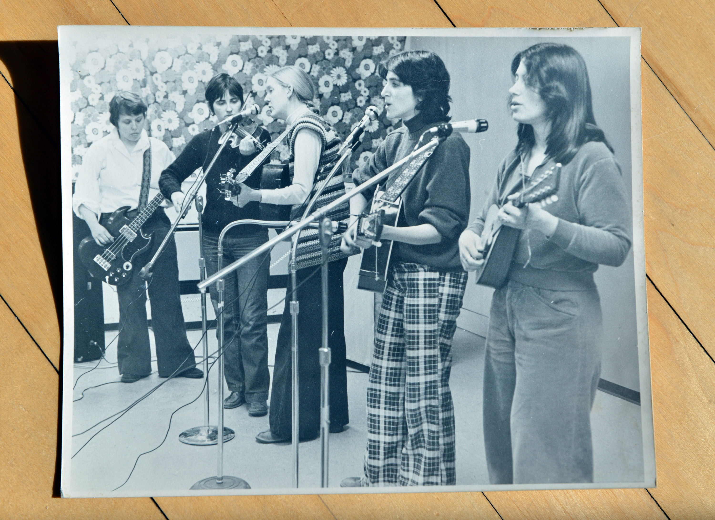 Marcia Deihl (right) with the New Harmony Sisterhood Band.