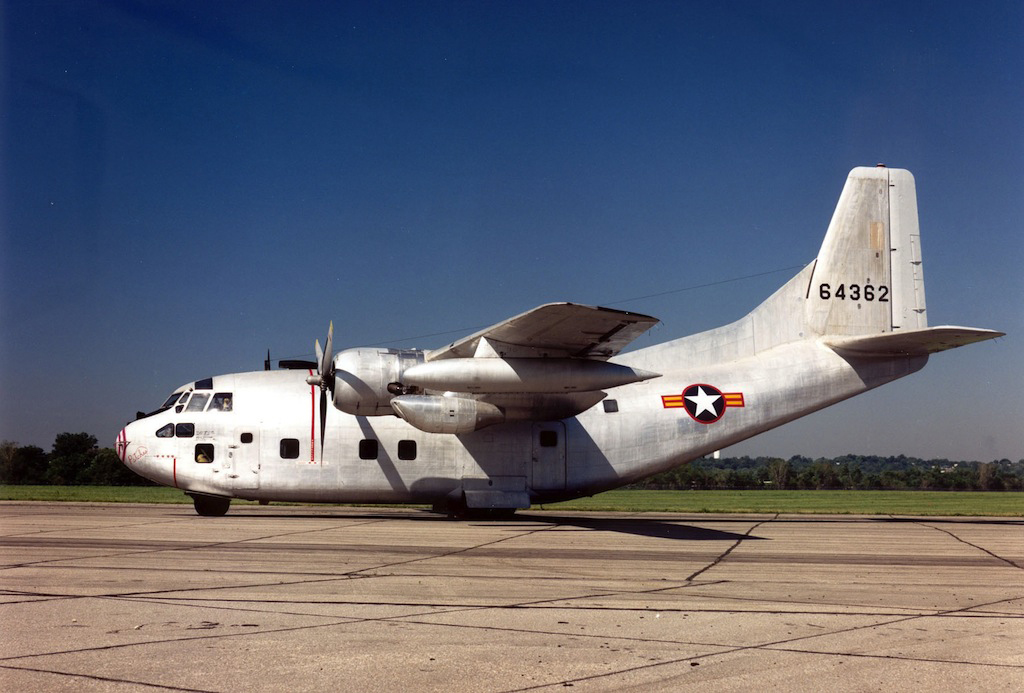 A C-123 Provider plane of the type used in Vietnam and later flown by Matte on domestic missions.