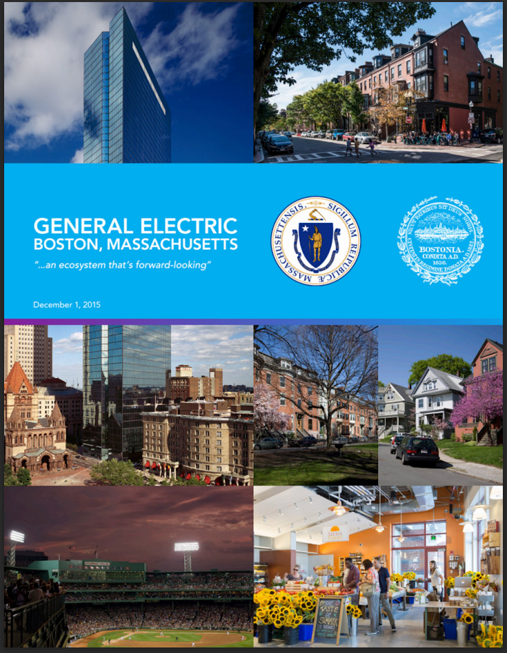 Cover of proposal from the City of Boston and state to encourage General Electric to move to the city.
