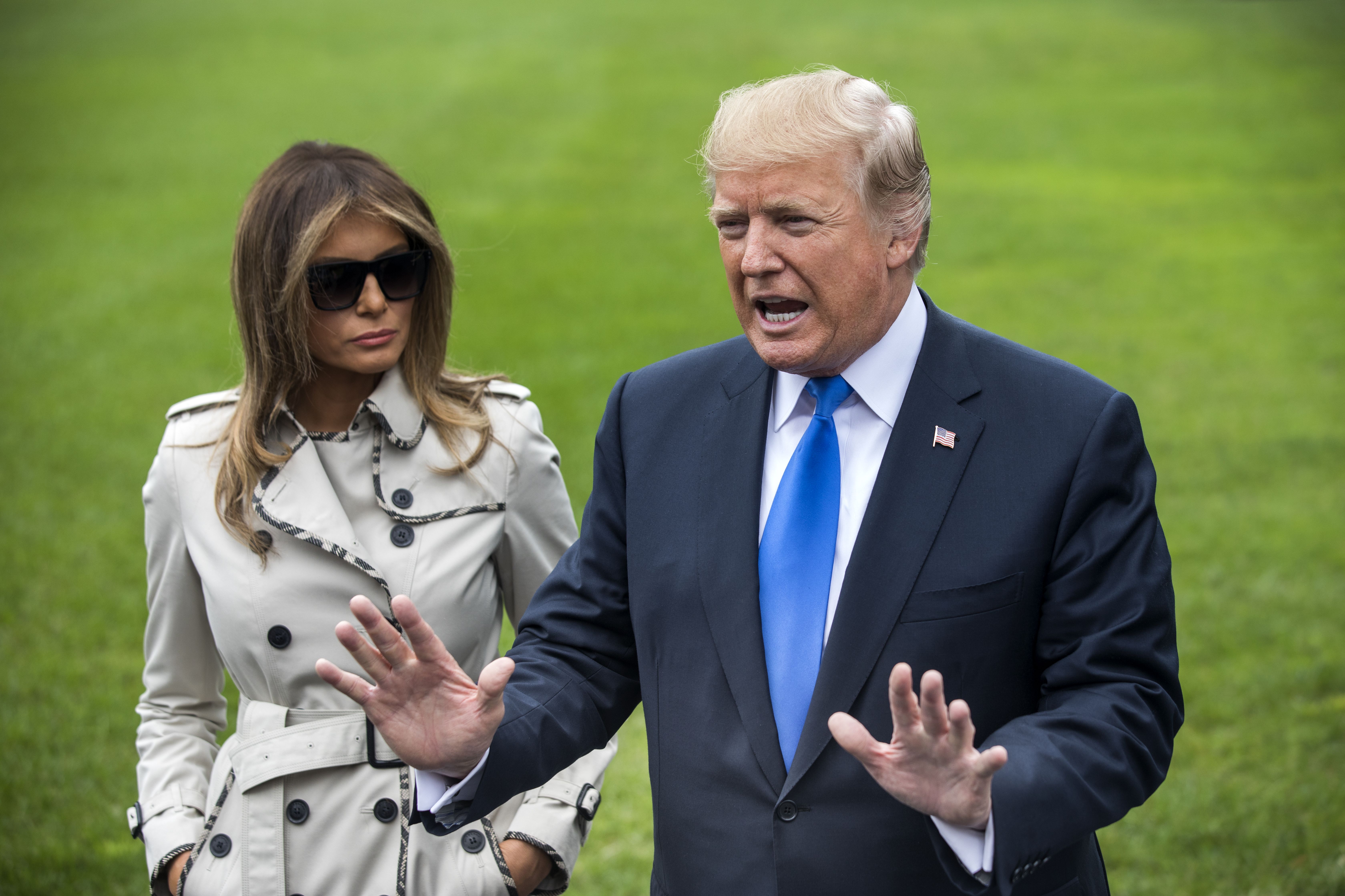 President Trump takes questions from reporters about his decision to withdraw presidential certification of the Iran nuclear deal on Oct. 13, 2017. The move leaves Congress with 60 days to decide whether to reimpose sanctions on Iran.