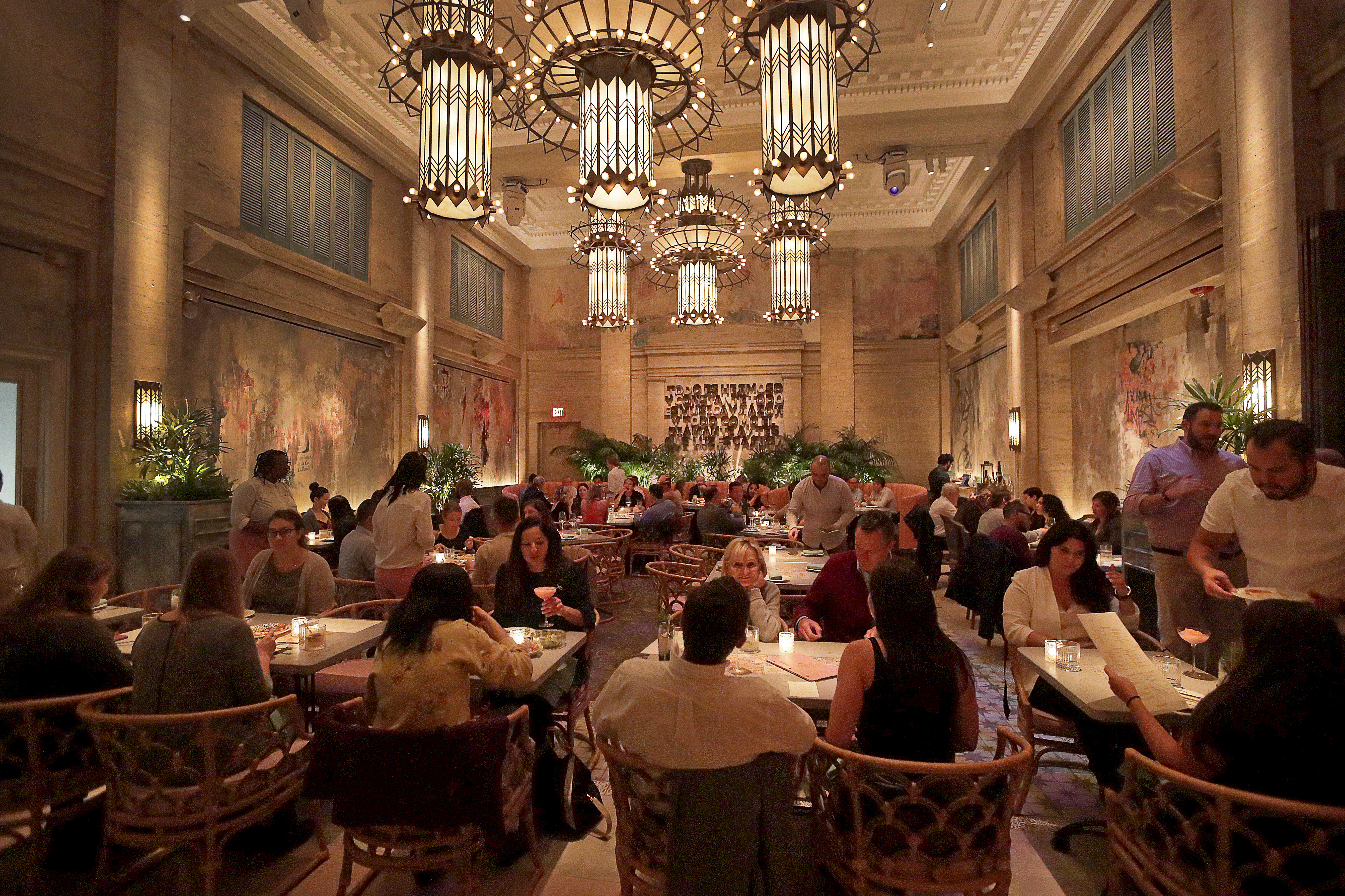 The main dining area at Mariel, a new Cuban spot in Post Office Square.
