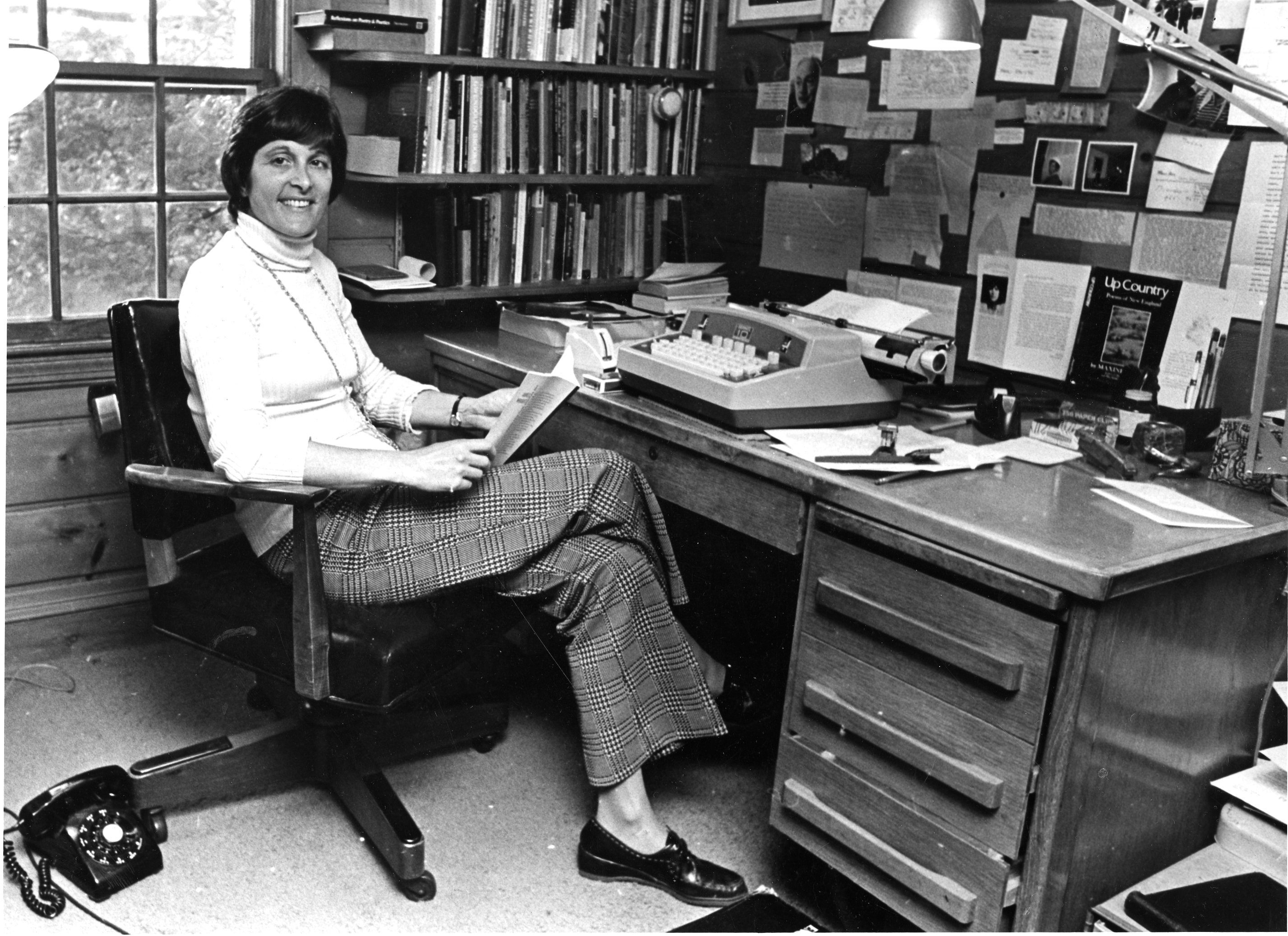 Maxine Kumin sat for a portrait in her Newton home after she was awarded the Pulitzer Prize for poetry in 1973.