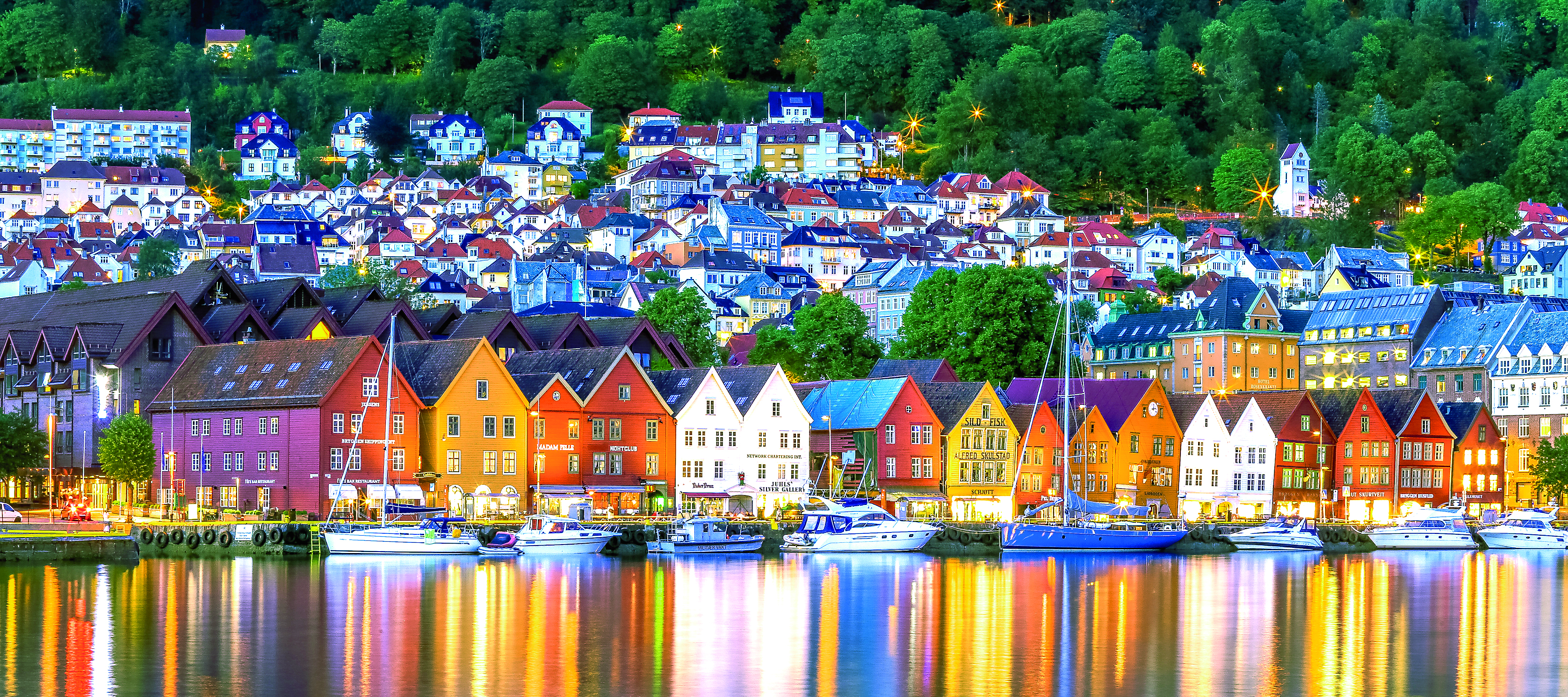 Bergen, Norway in the evening.