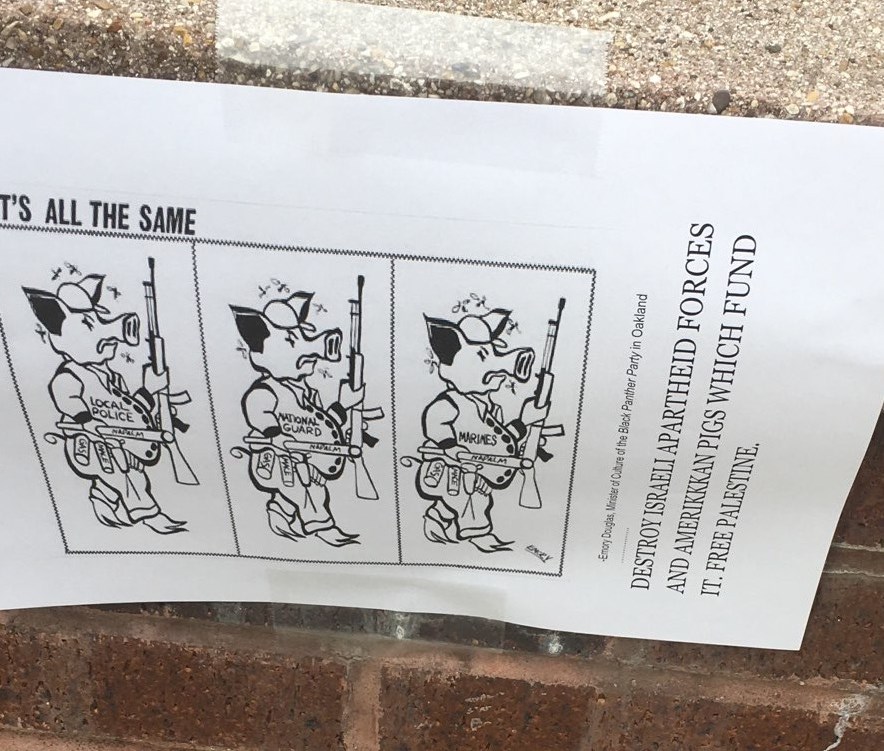 One of the fliers that was affixed to the Granoff Family Hillel Center at Tufts University.