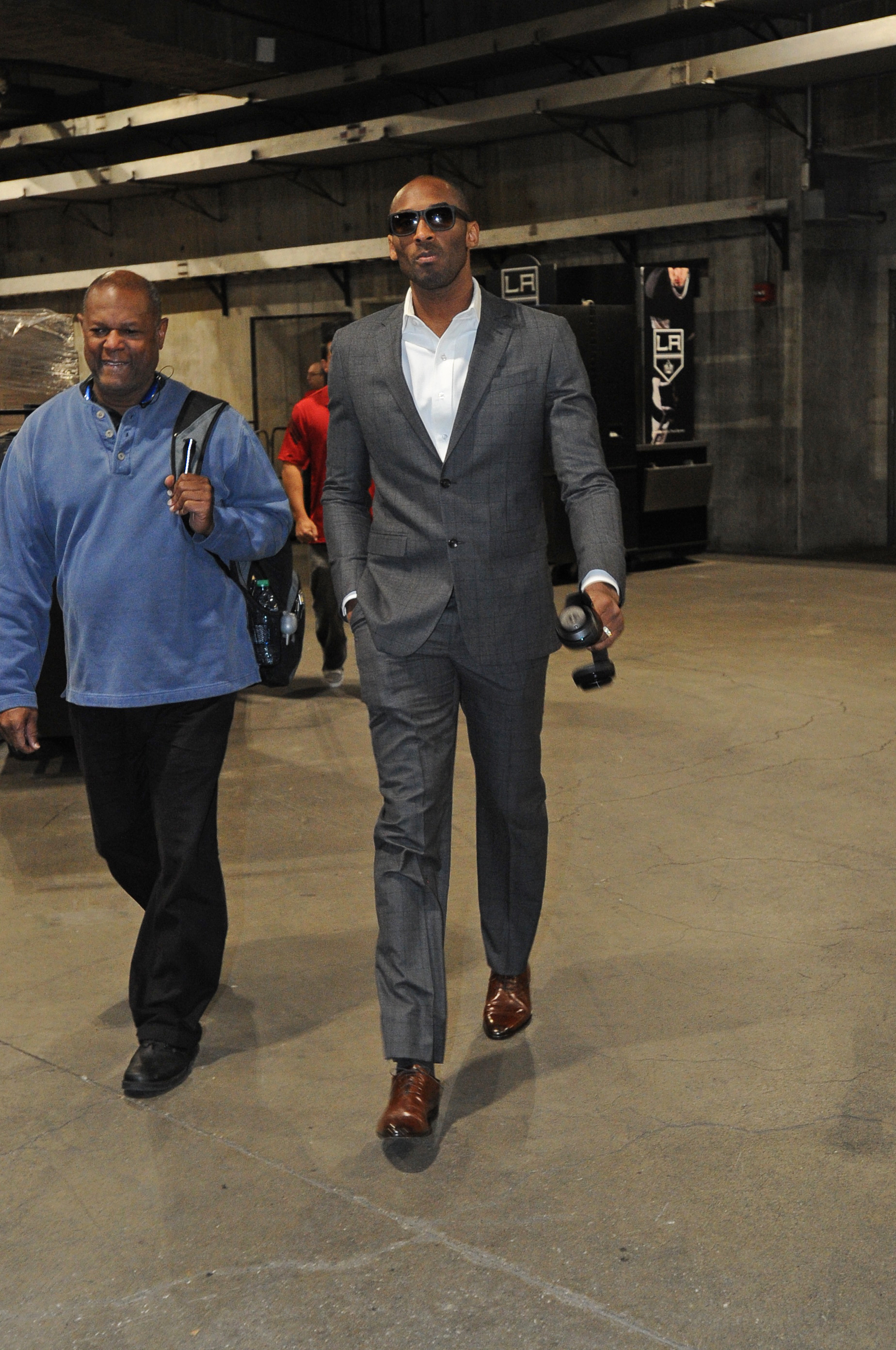 George Mumford and Los Angeles Laker Kobe Bryant arrive at the Staples Center on January 7 this year.